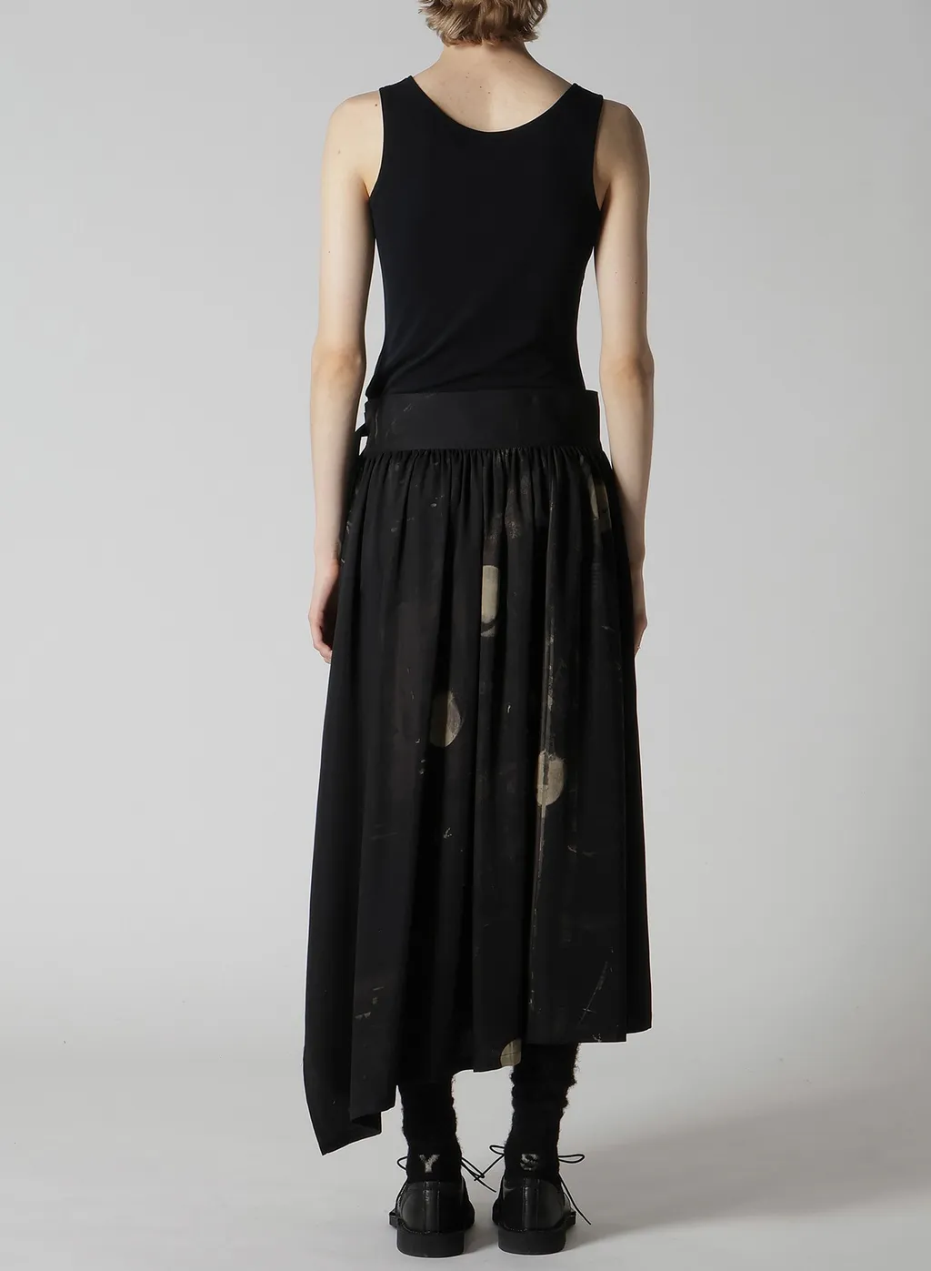 Dungeree Twill Asymmetric Gather Skirt