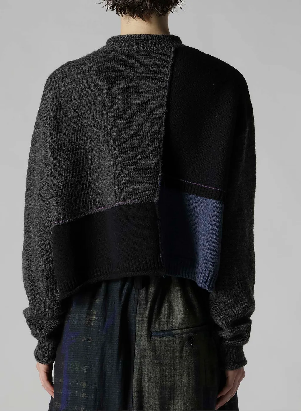 Patchwork Crew Neck Cardigan