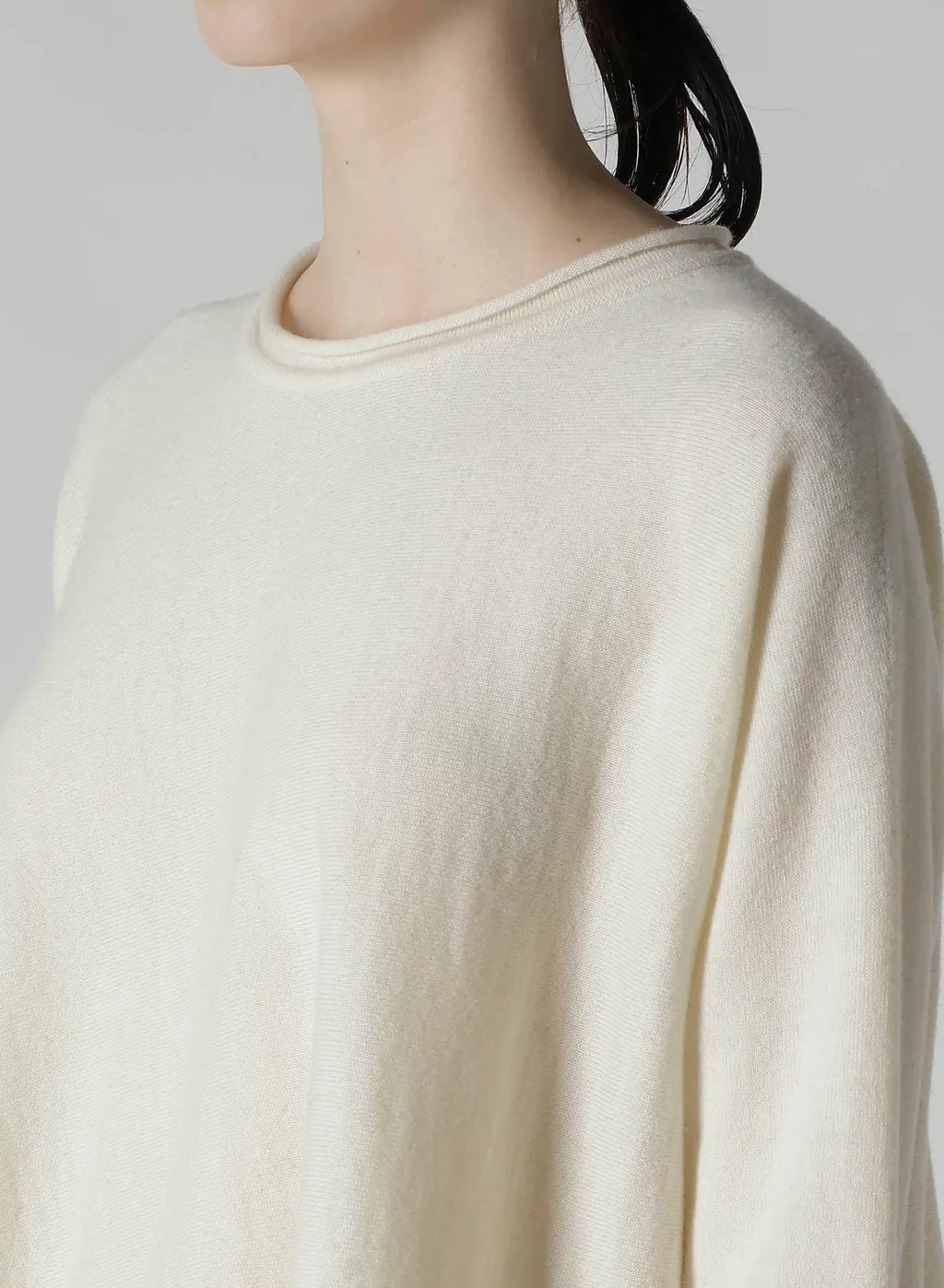 Wool Asymmetric Crew Neck Pullover