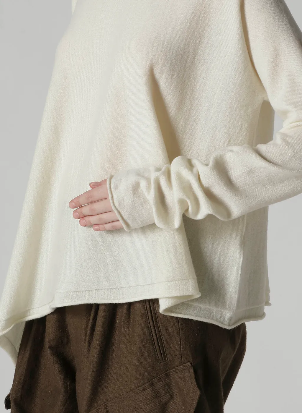 Wool Asymmetric Crew Neck Pullover