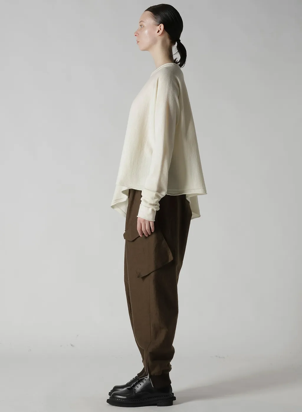 Wool Asymmetric Crew Neck Pullover