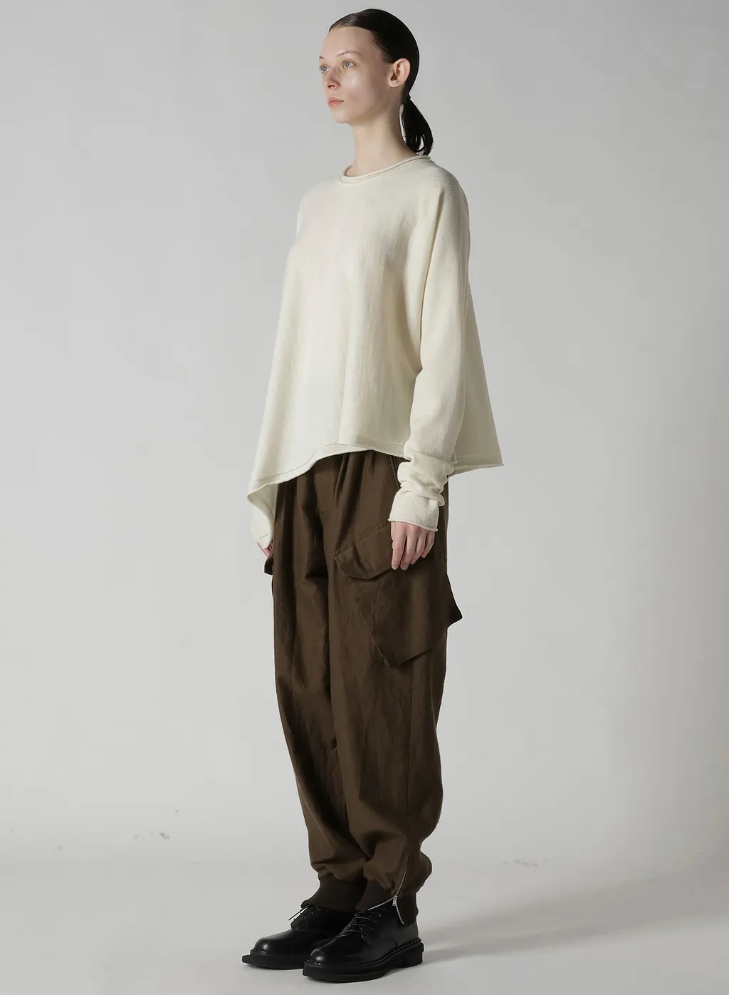 Wool Asymmetric Crew Neck Pullover