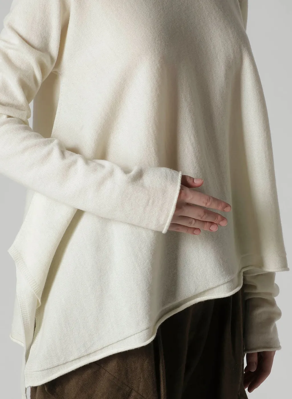 Wool Asymmetric Crew Neck Pullover
