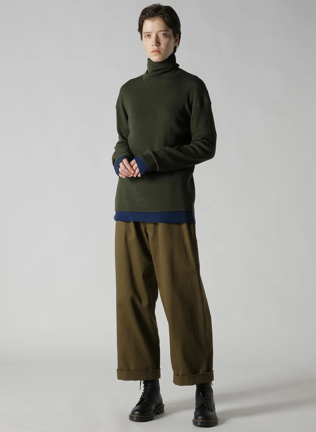 Rib Oversized High Neck Knit
