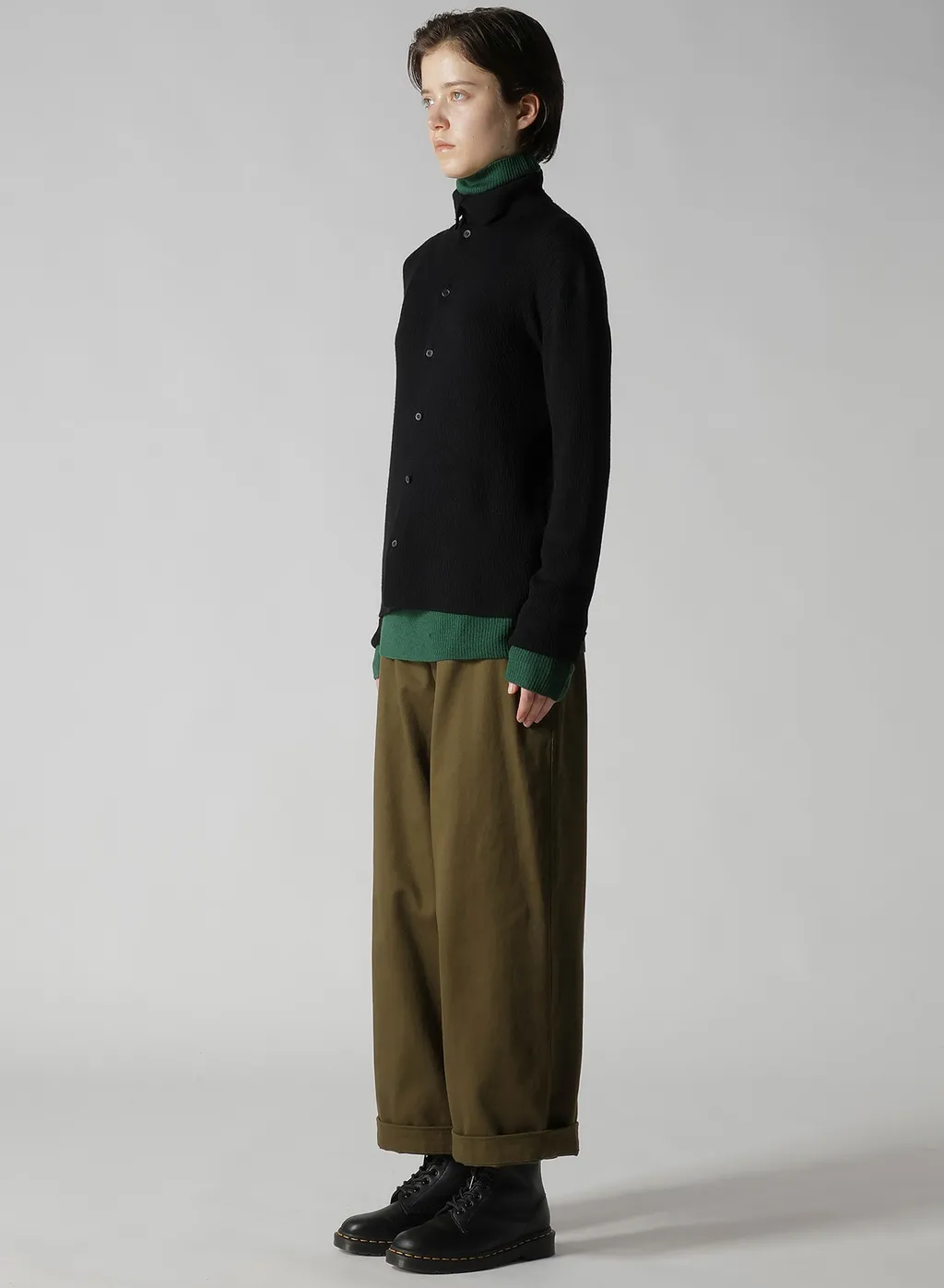 Rib High Neck Knit Cardigan