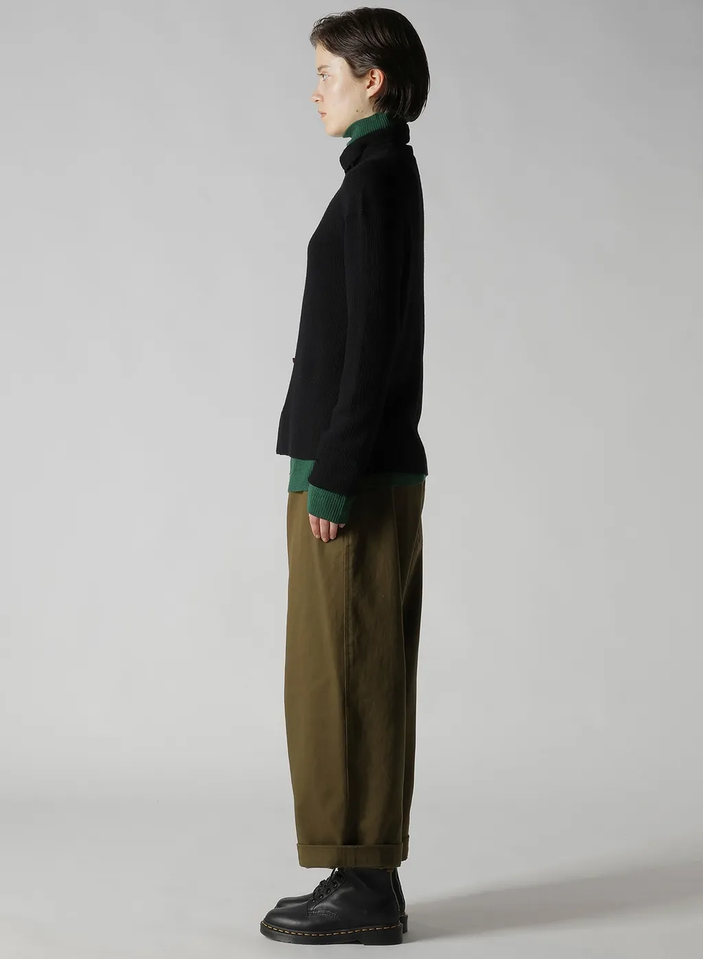 Rib High Neck Knit Cardigan