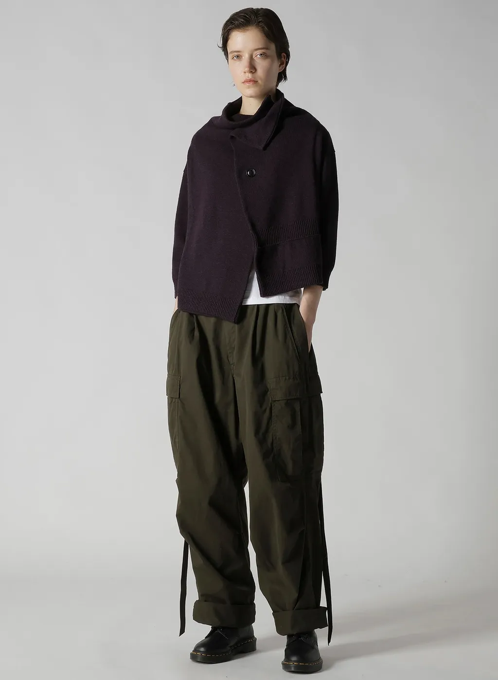 Wool Jersey Snap Button Cardigan