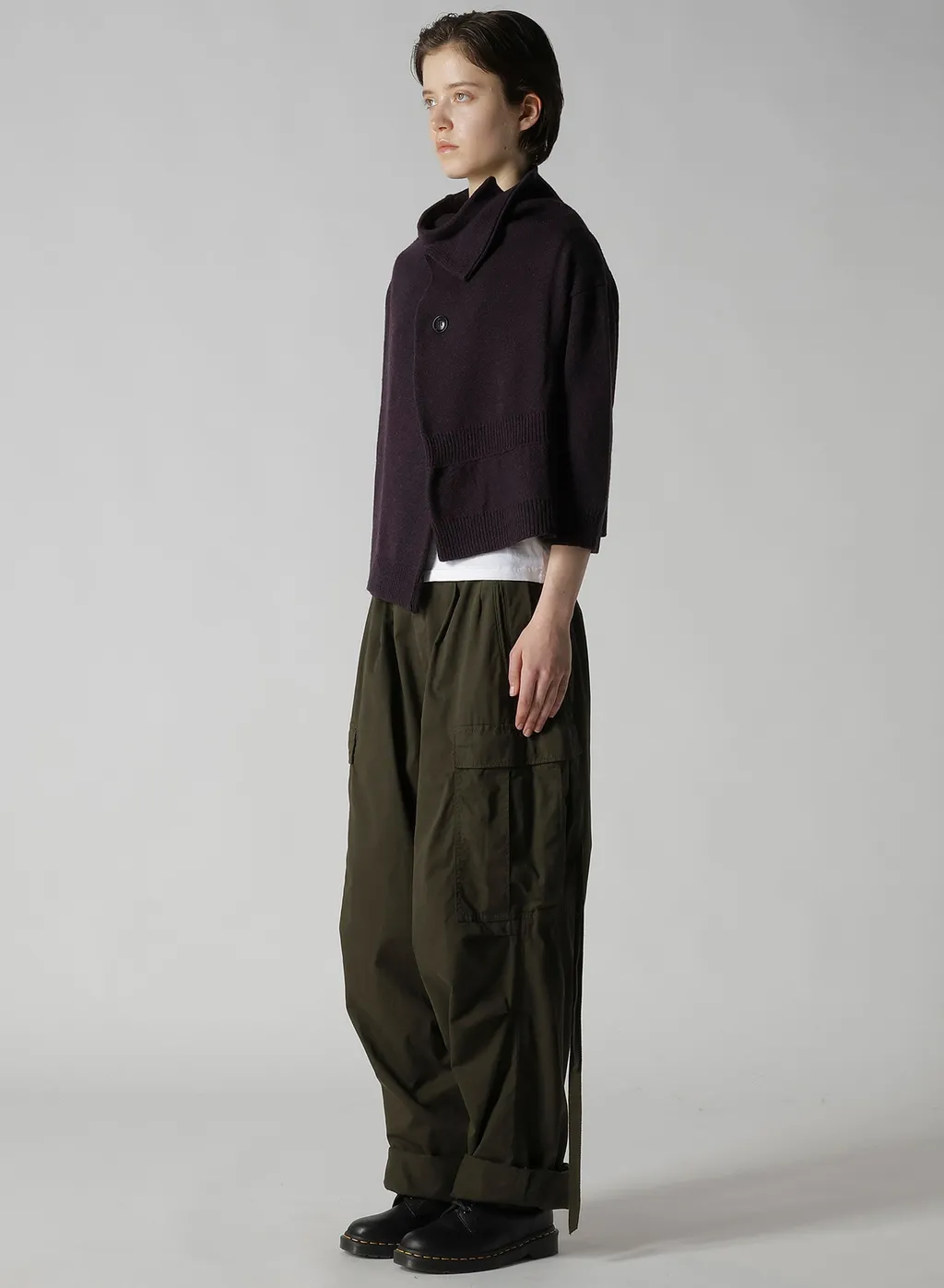 Wool Jersey Snap Button Cardigan
