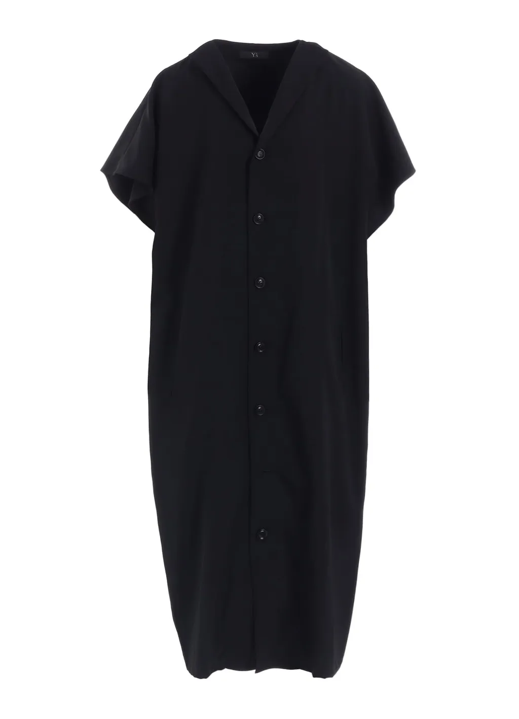 Wool Gabardine Flare Sleeve Front Open Dress