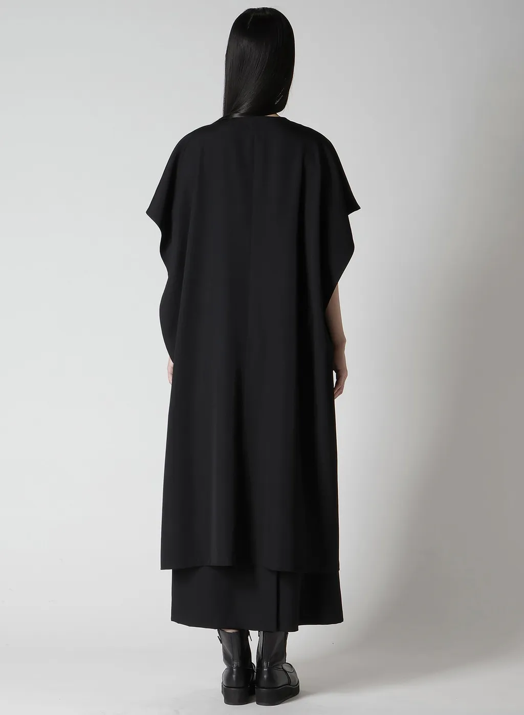 Wool Gabardine Flare Sleeve Front Open Dress