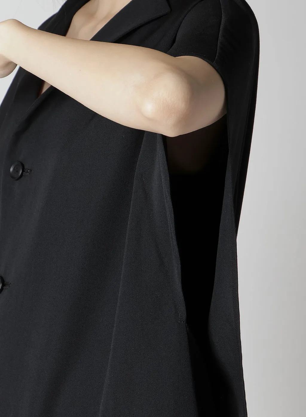 Wool Gabardine Flare Sleeve Front Open Dress