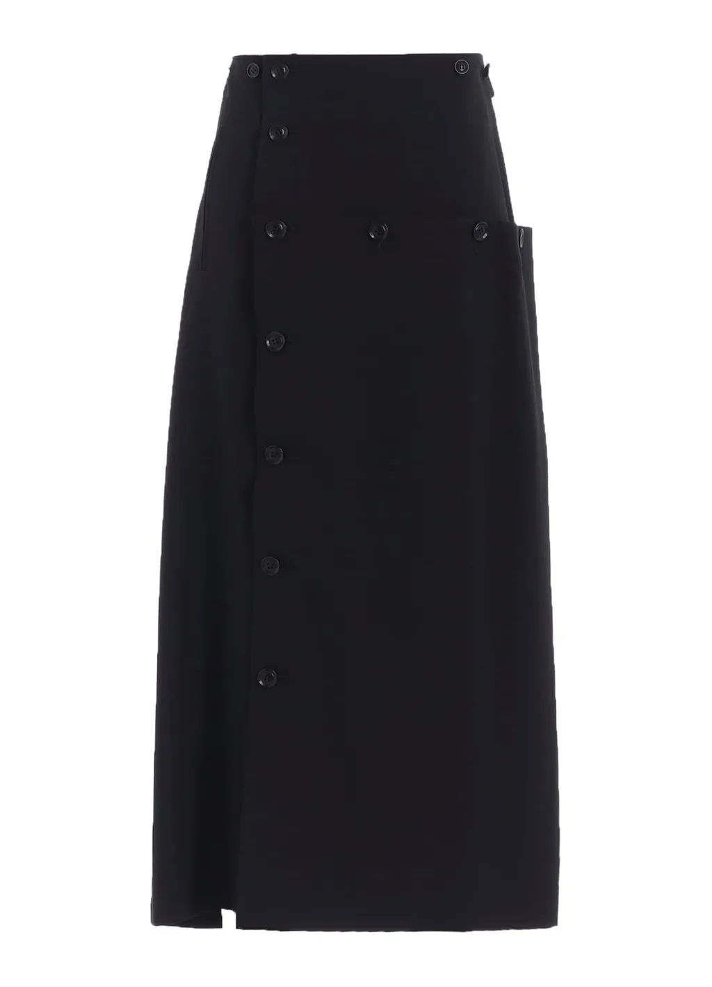 Wool Gabardine Button Skirt