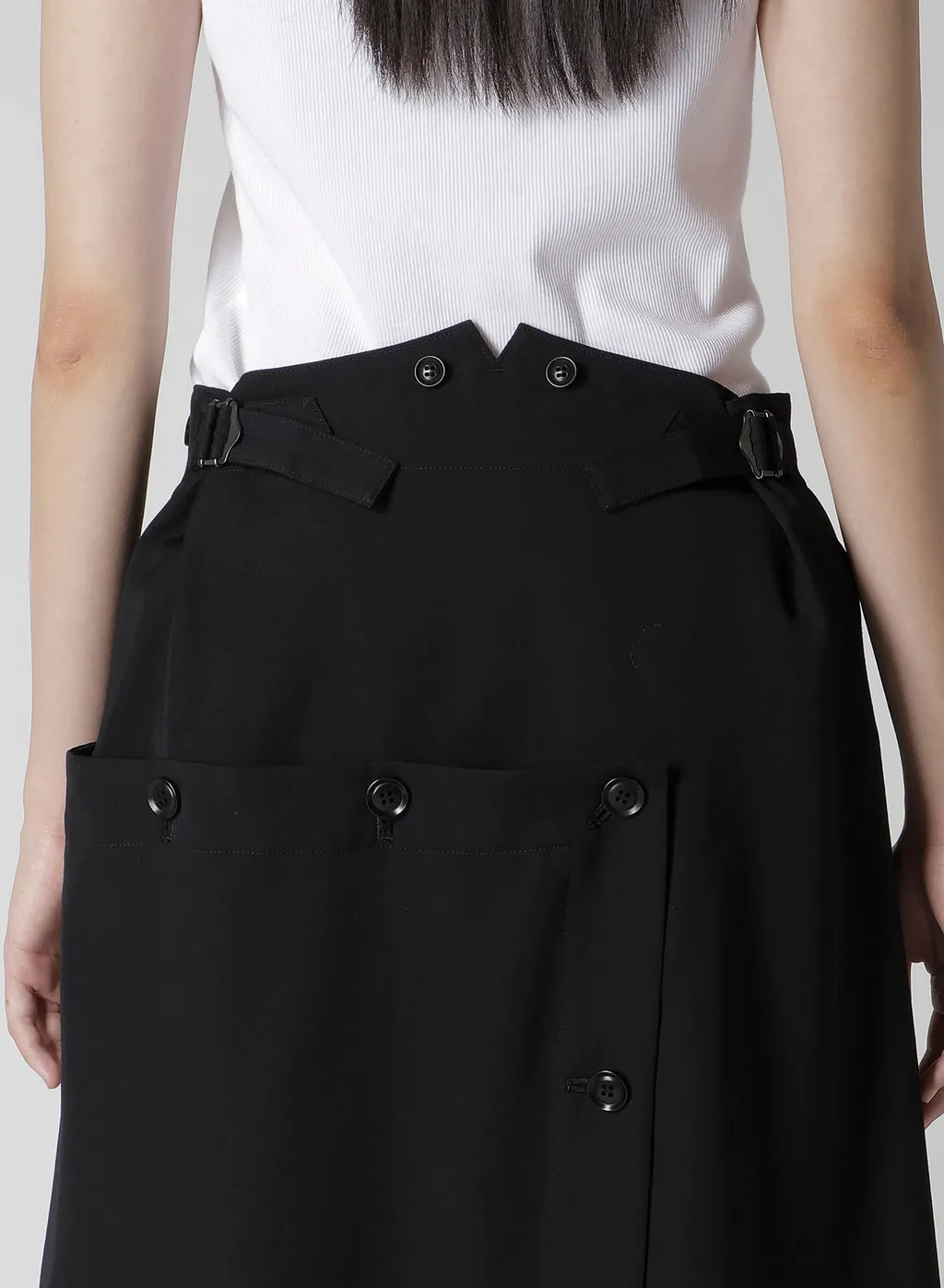 Wool Gabardine Button Skirt
