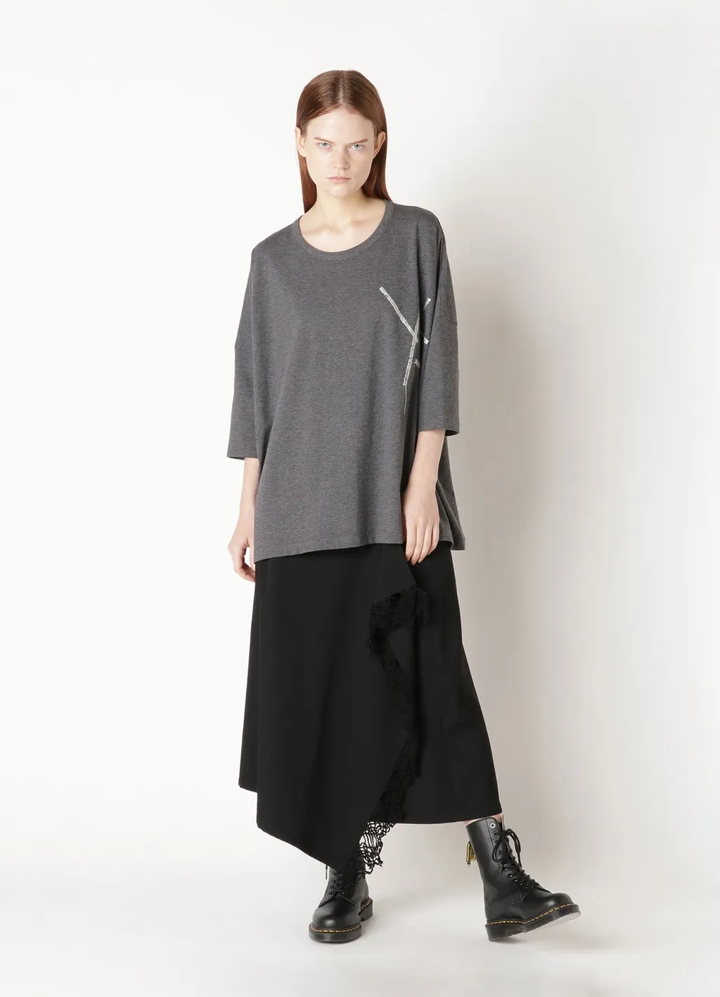 Wool Gabardine Button Skirt