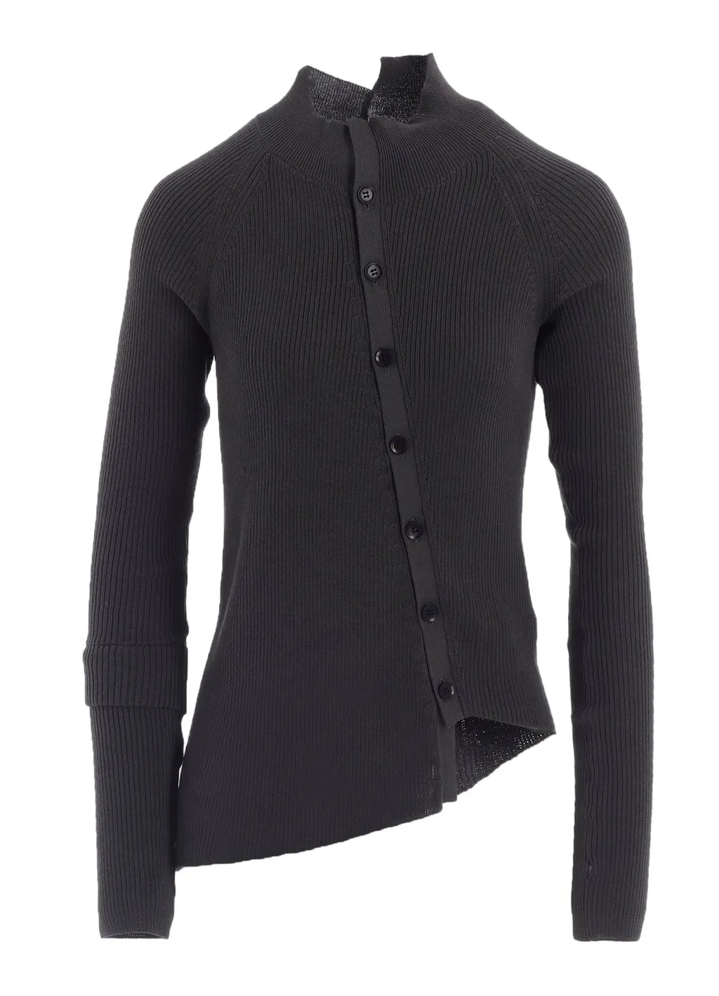 Cotton Rib Twisted Front Open Cardigan