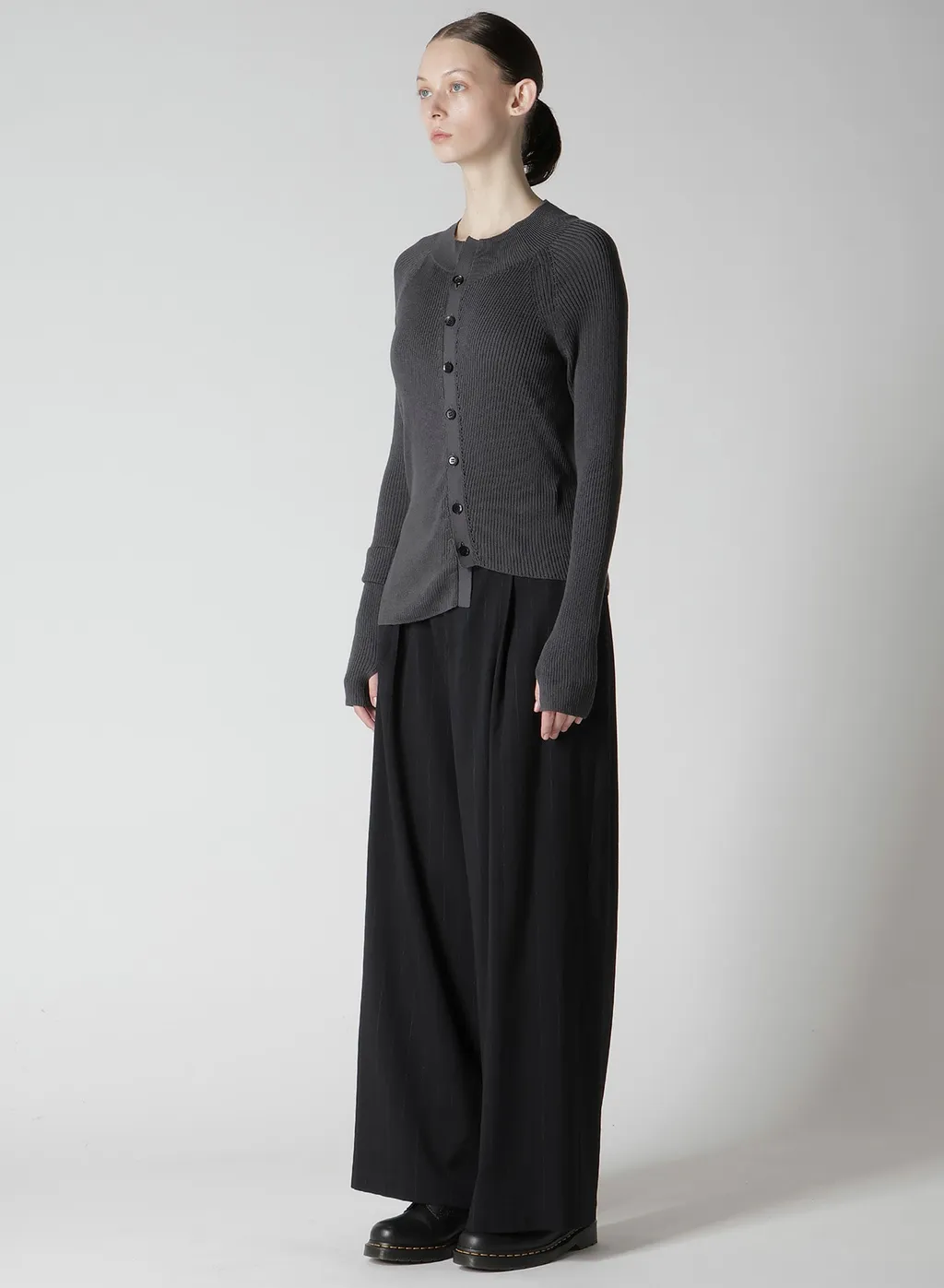 Cotton Rib Twisted Front Open Cardigan