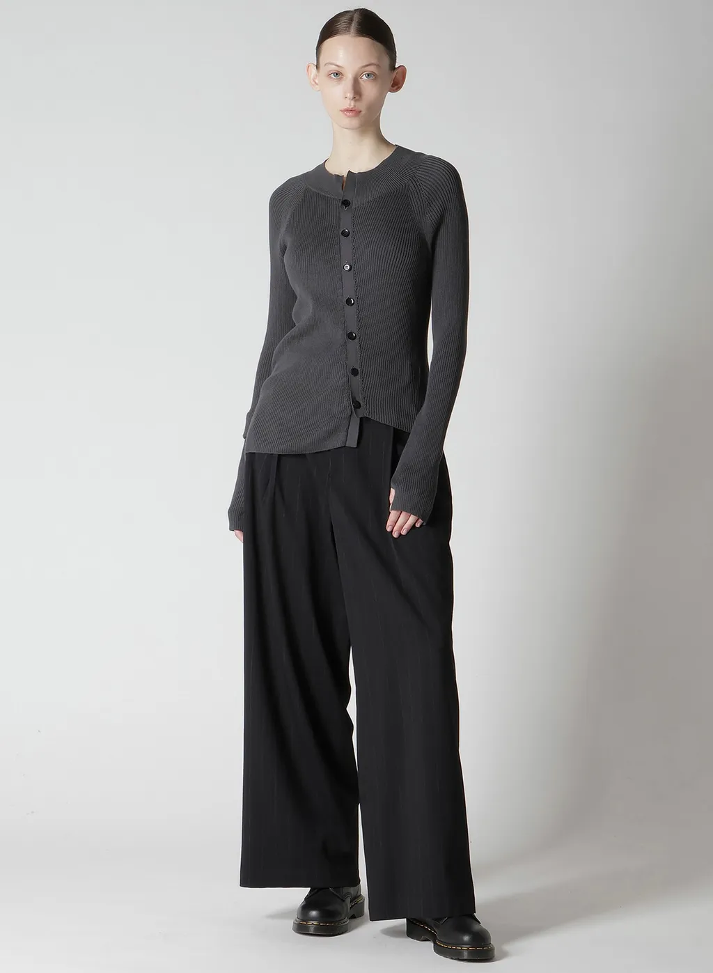 Cotton Rib Twisted Front Open Cardigan