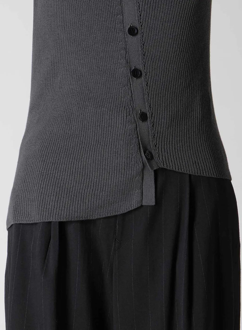 Cotton Rib Twisted Front Open Cardigan