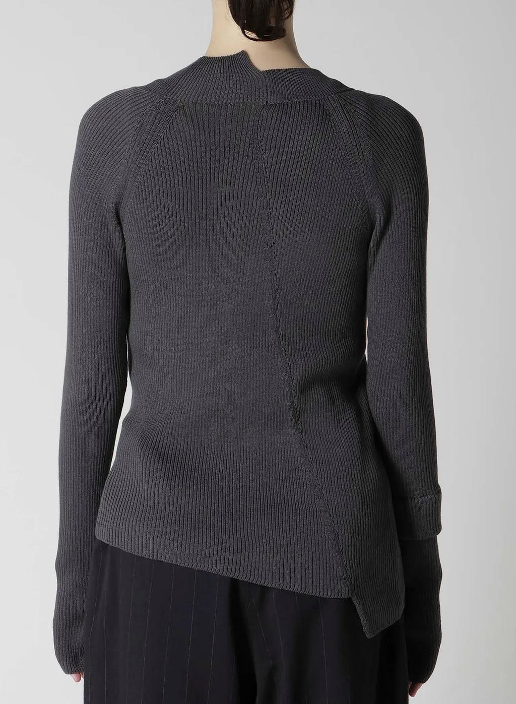 Cotton Rib Twisted Front Open Cardigan