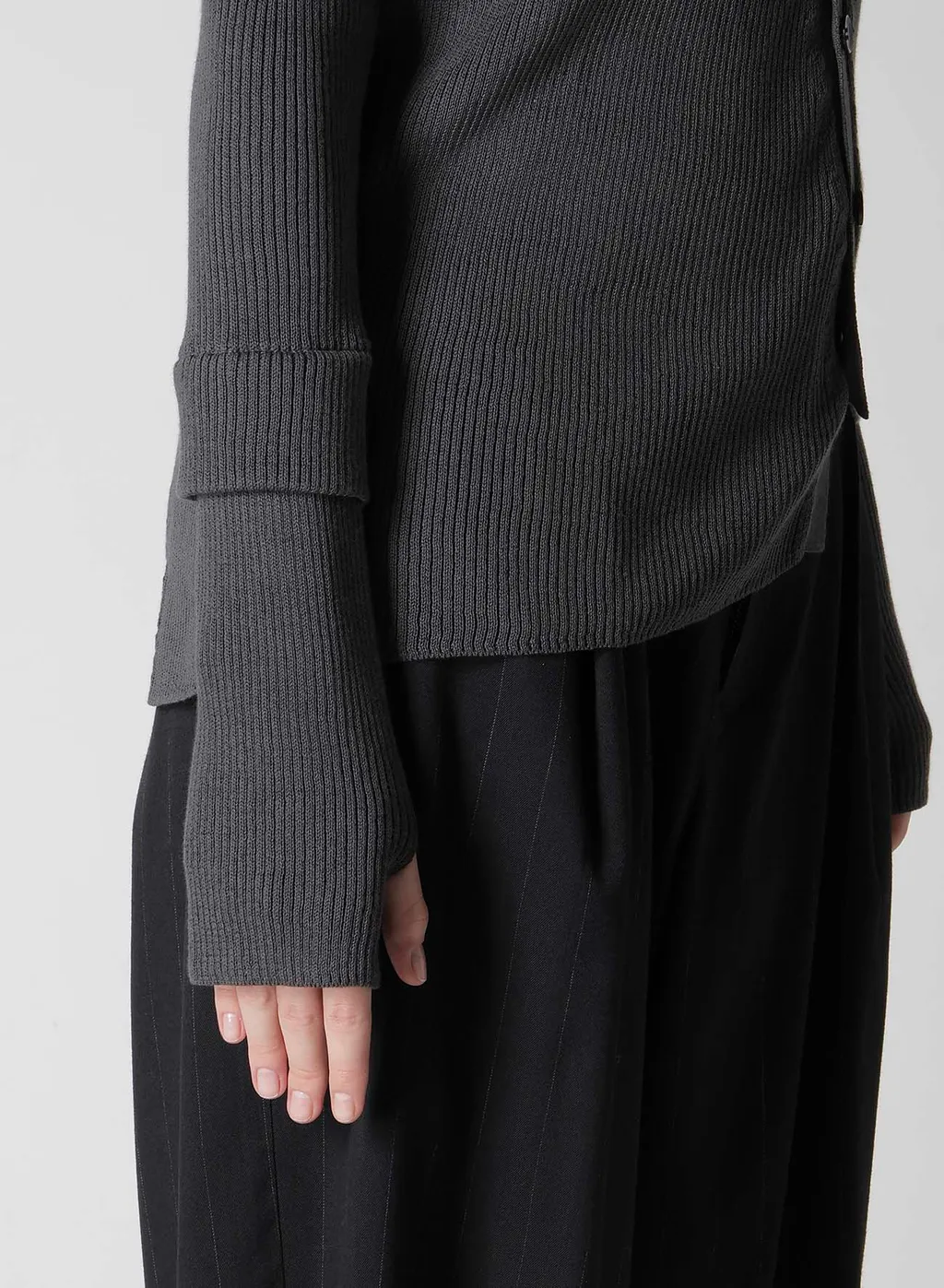 Cotton Rib Twisted Front Open Cardigan