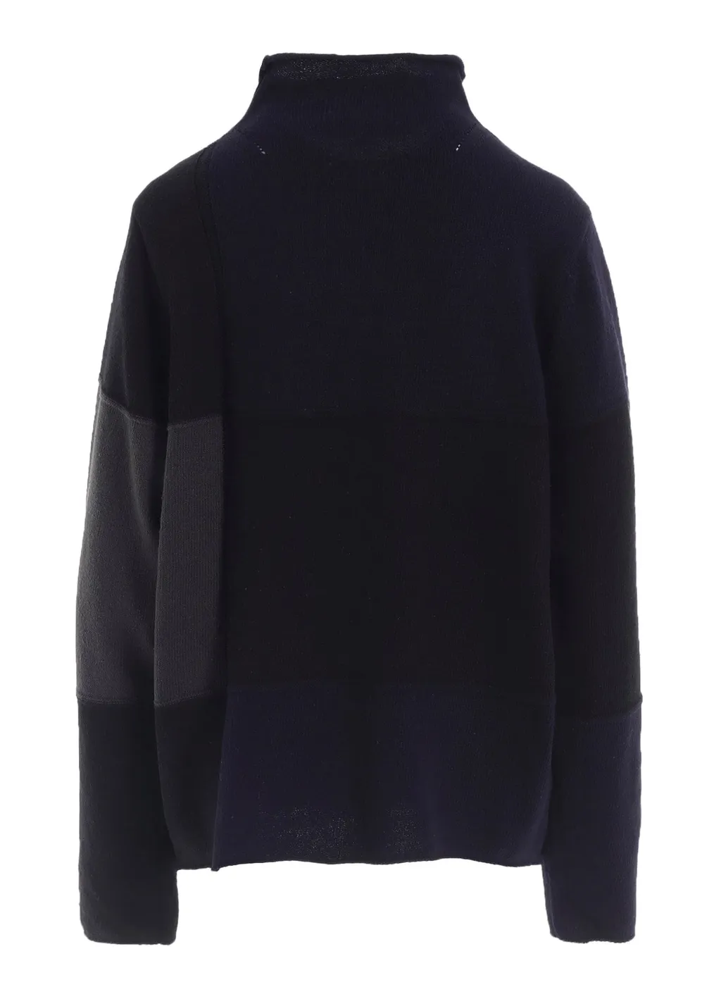 Hard-Twisted Block Intarsia High-Neck Pullover
