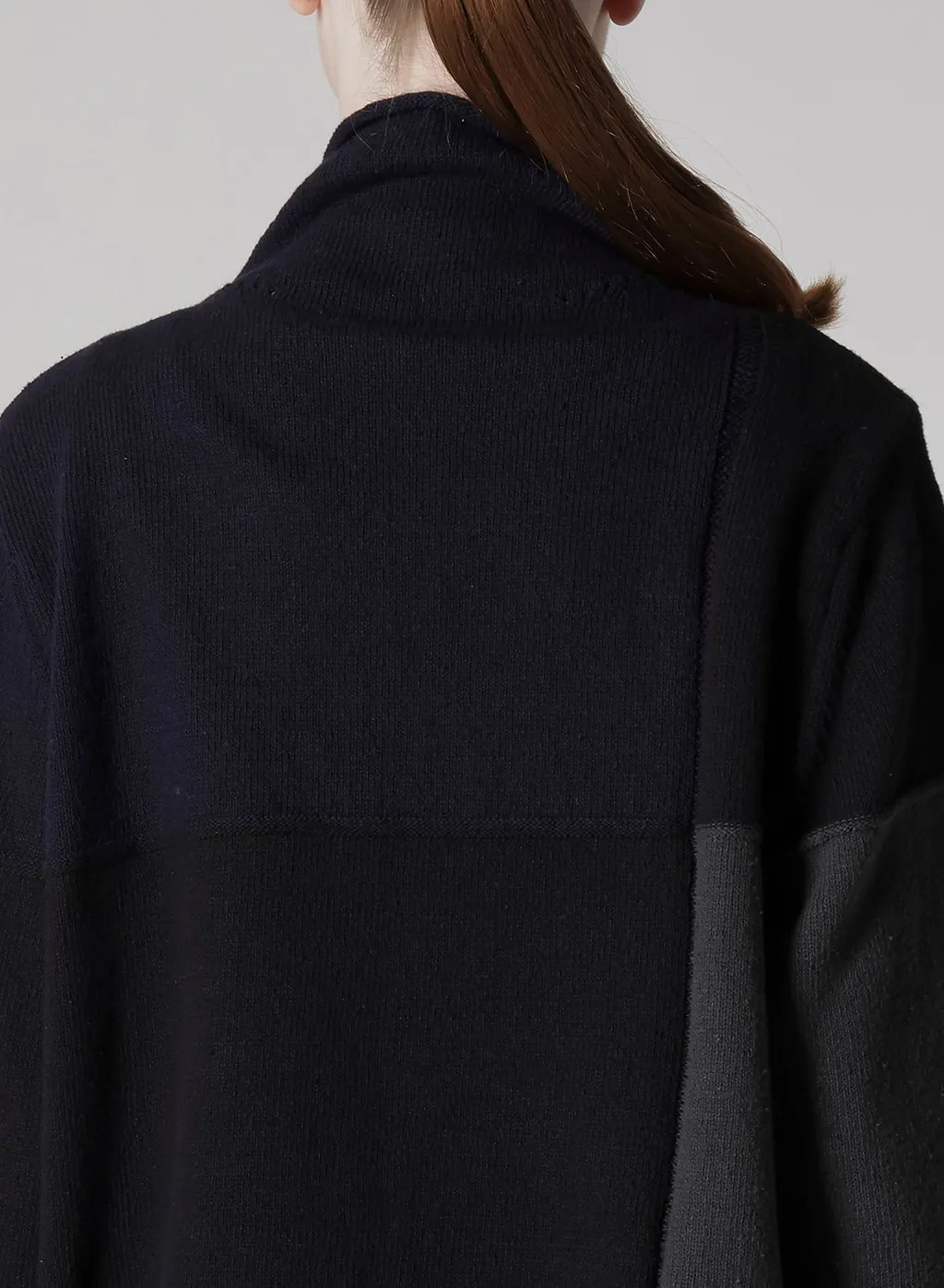 Hard-Twisted Block Intarsia High-Neck Pullover