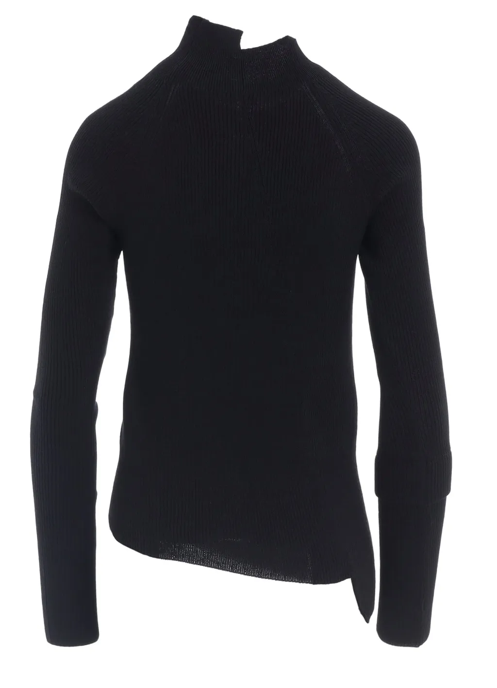 Cotton Rib Twisted High-Neck Pullover