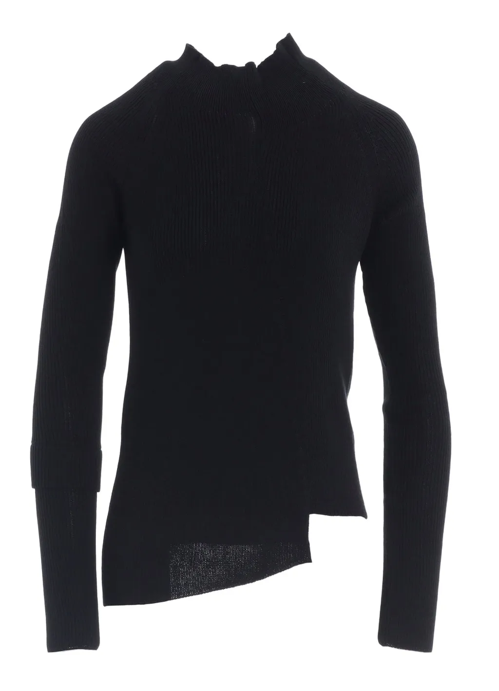 Cotton Rib Twisted High-Neck Pullover