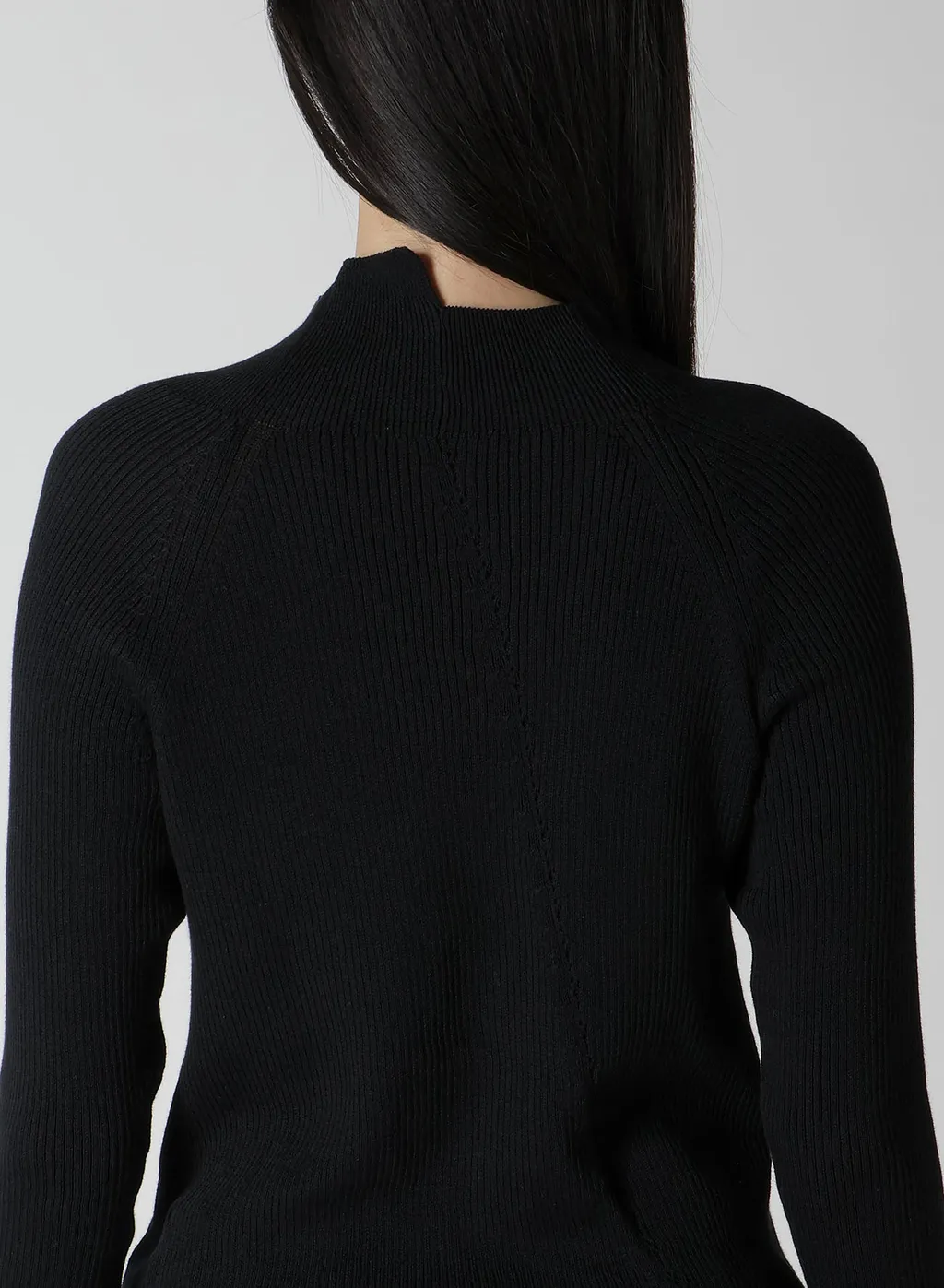 Cotton Rib Twisted High-Neck Pullover