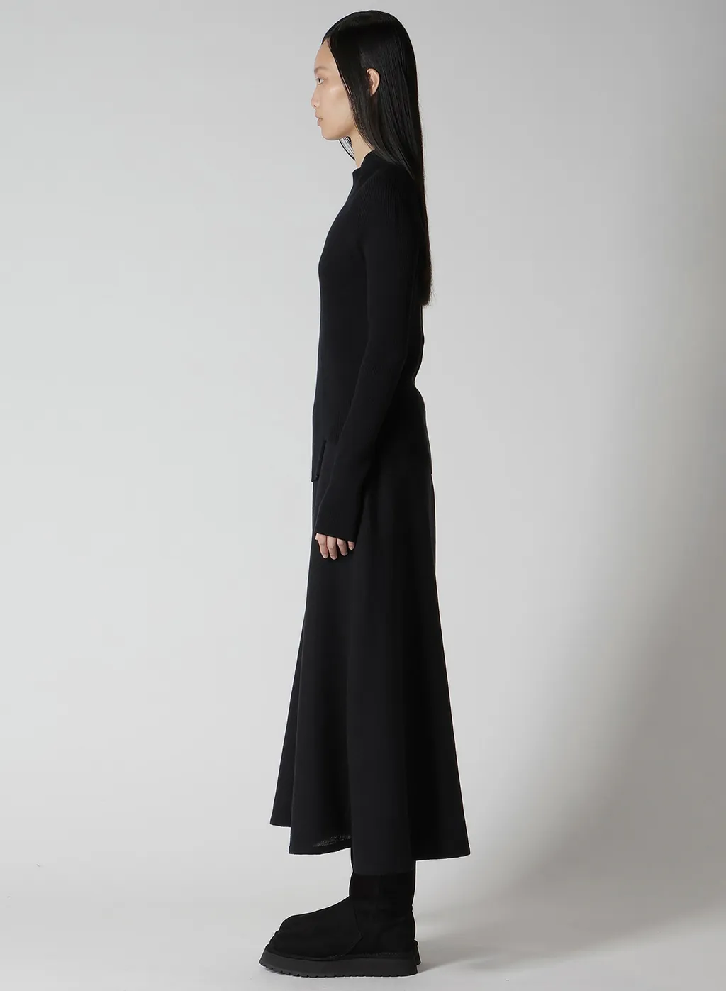 Cotton Rib Twisted High-Neck Pullover