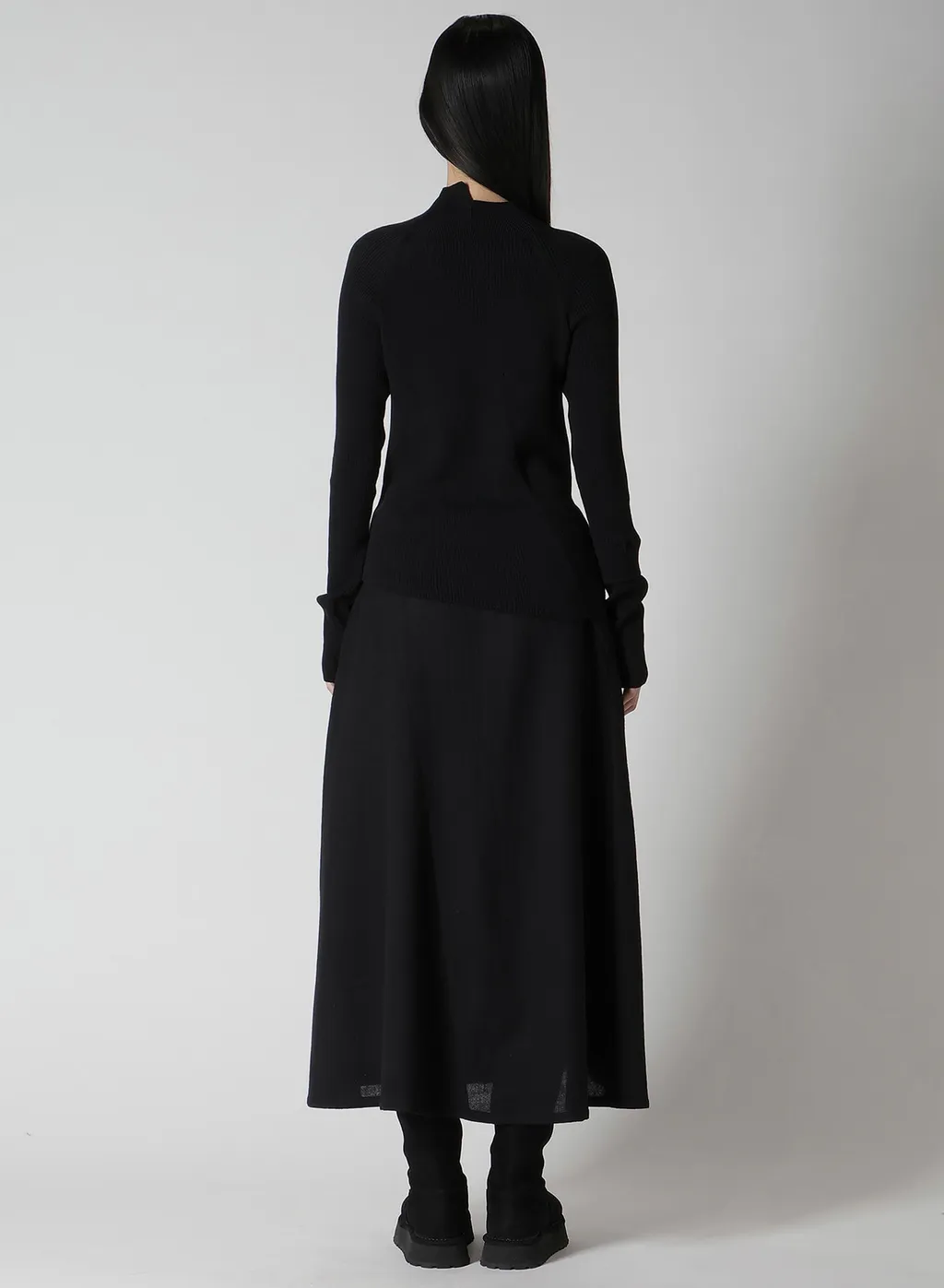 Cotton Rib Twisted High-Neck Pullover