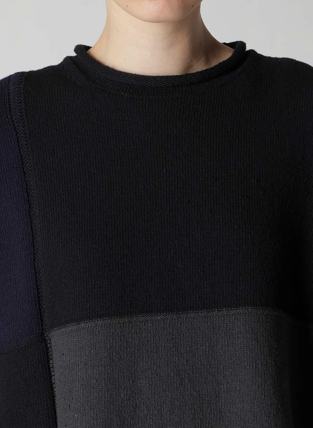 Hard-Twisted Block Intarsia Short Dress Pullover