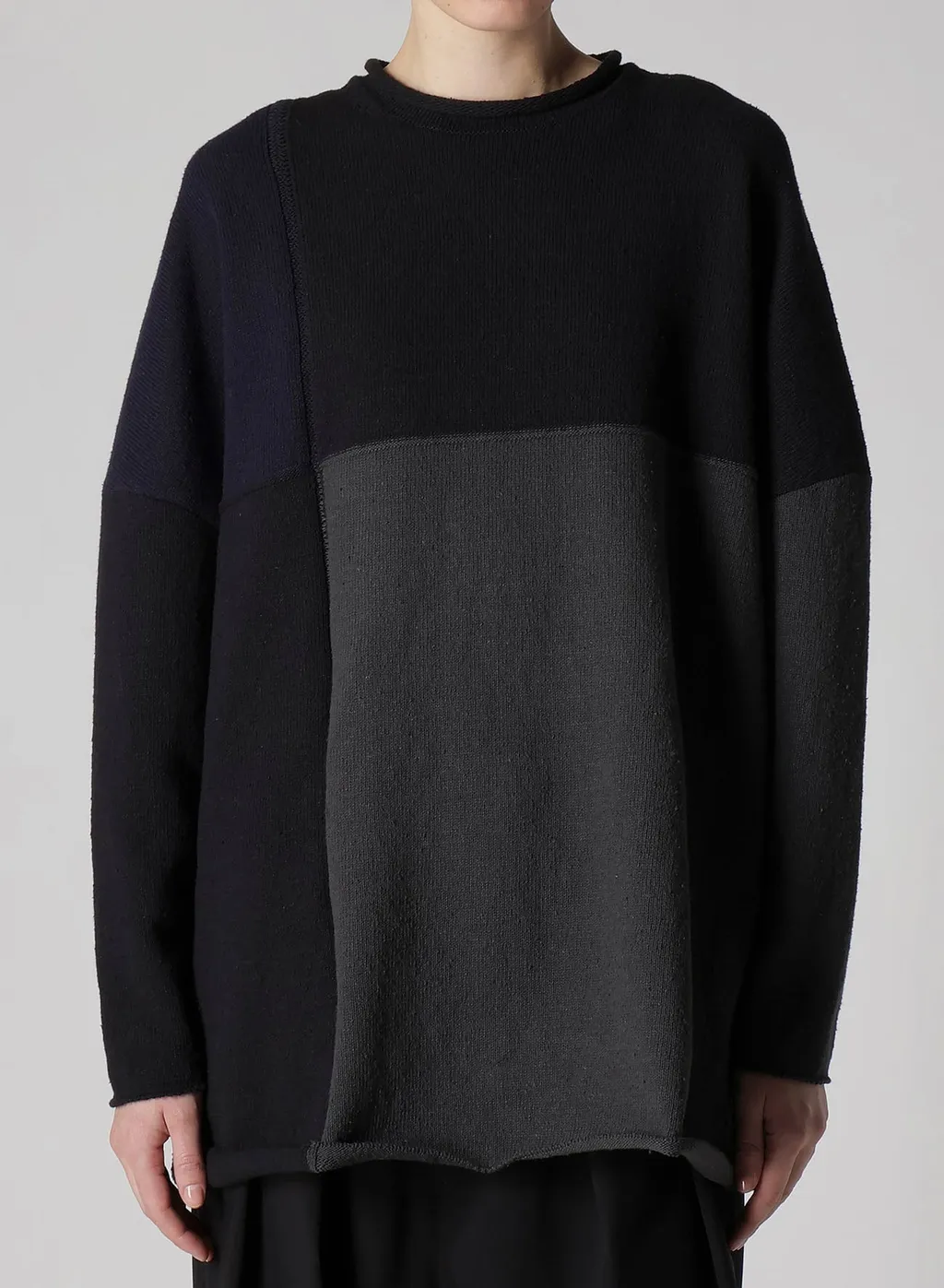 Hard-Twisted Block Intarsia Short Dress Pullover