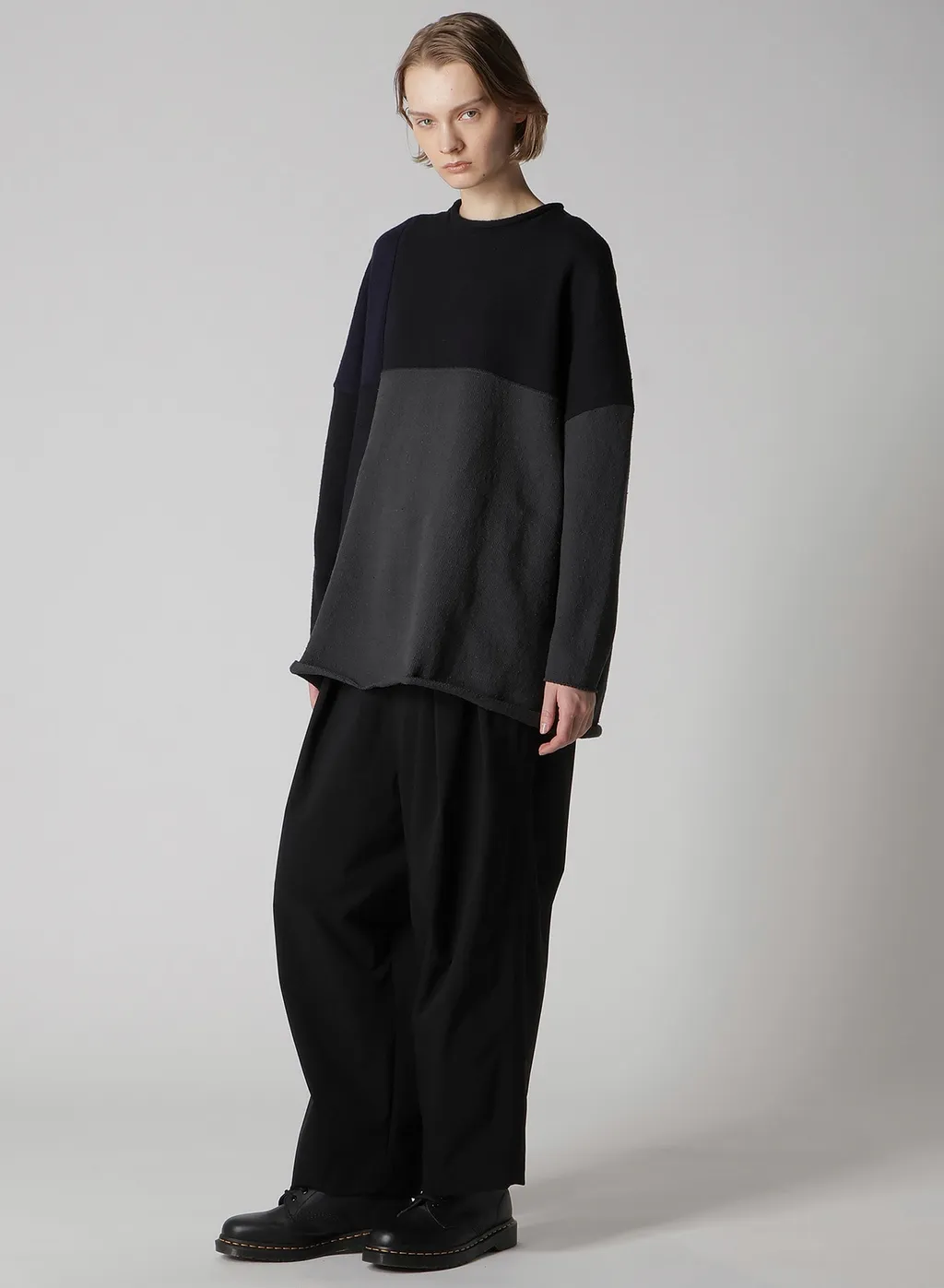 Hard-Twisted Block Intarsia Short Dress Pullover