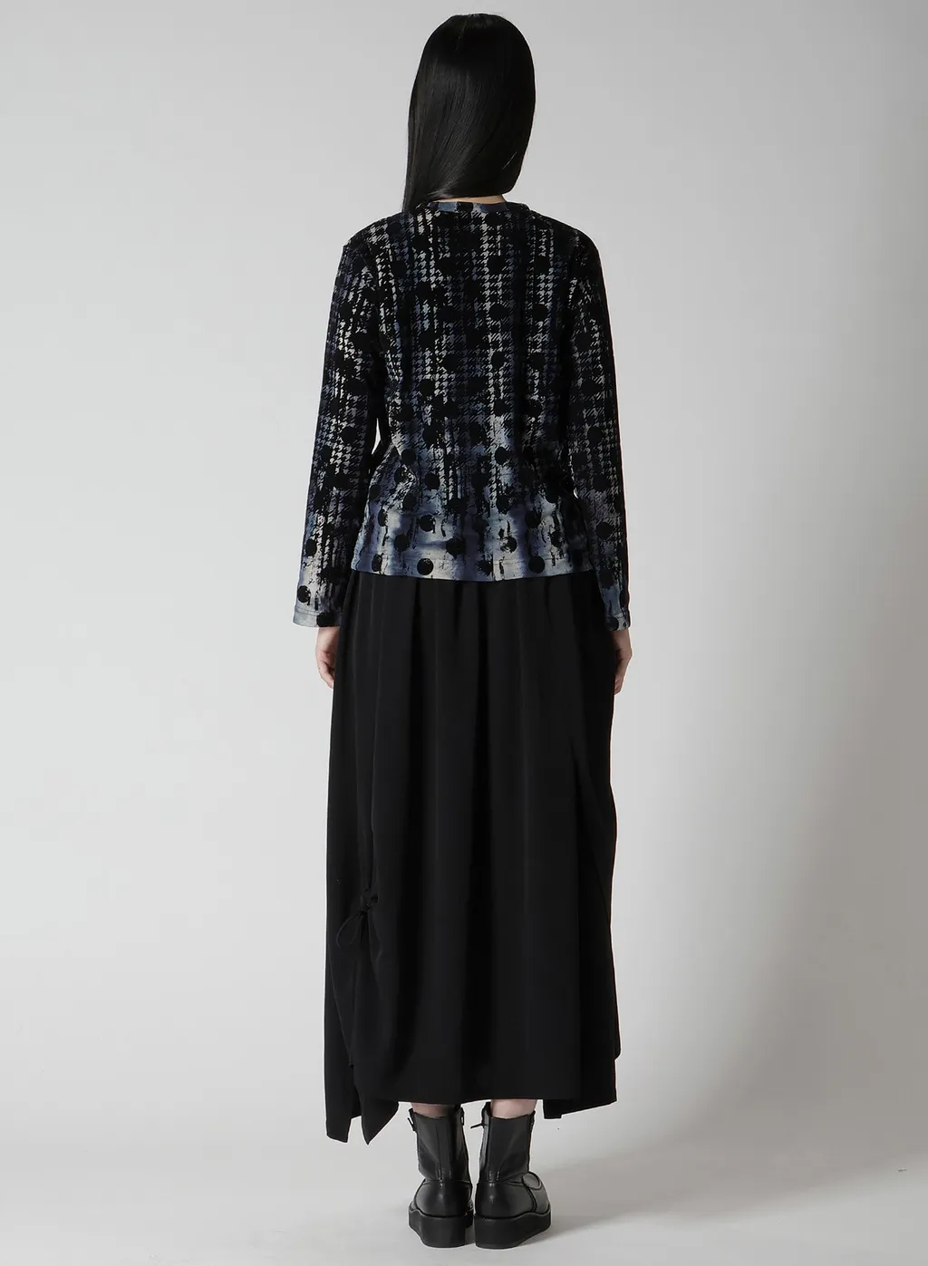 Houndtooth Dots Tulle Round Neck Long Sleeve Cardigan