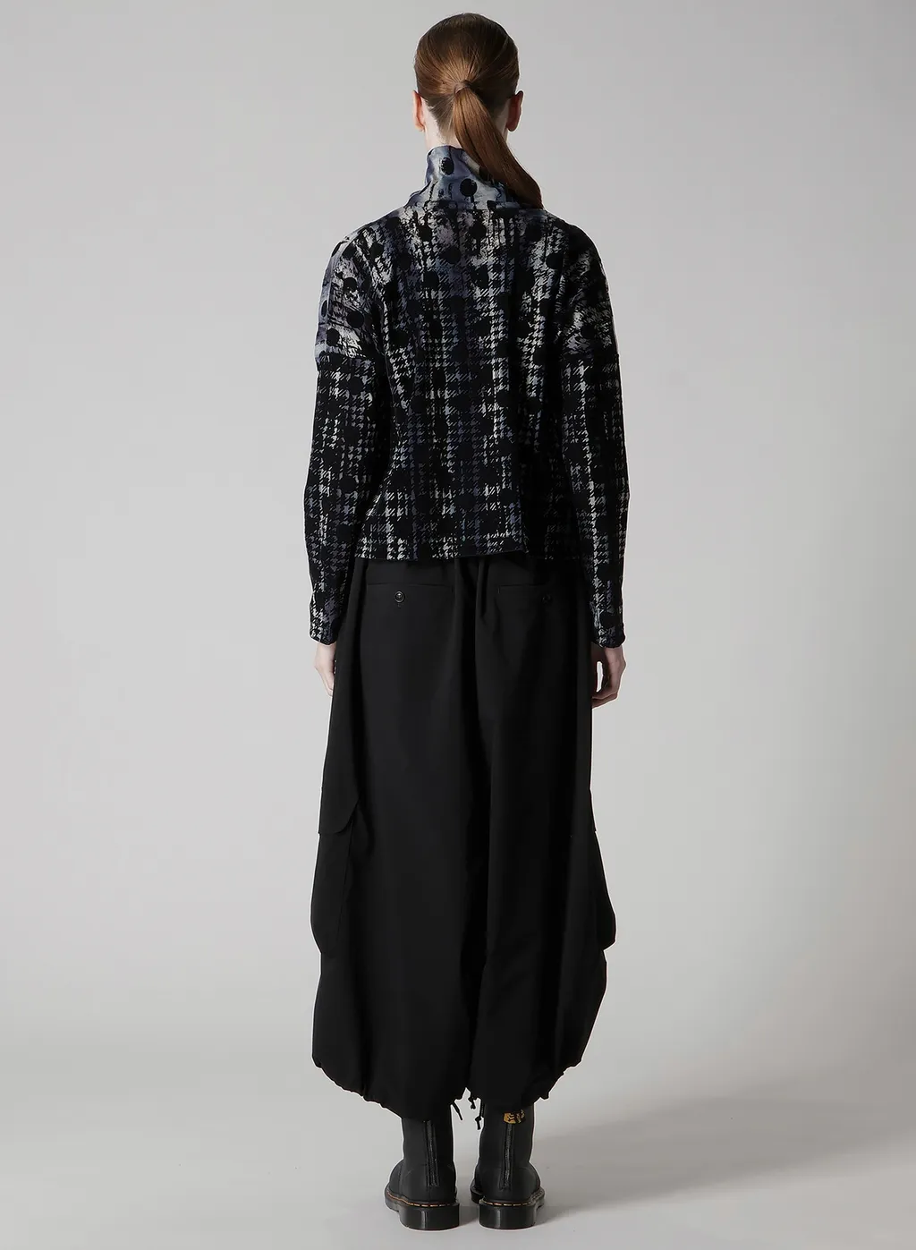 Houndtooth Dots Tulle Cropped High-Neck T