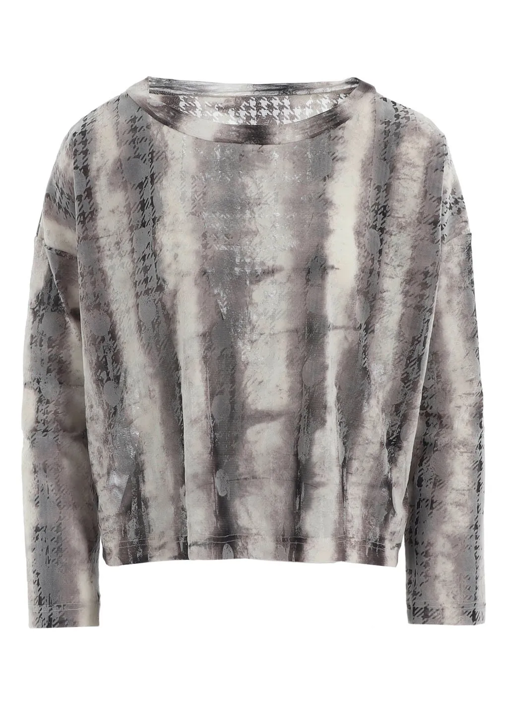 Houndtooth Dots Tulle Cropped Round Neck T