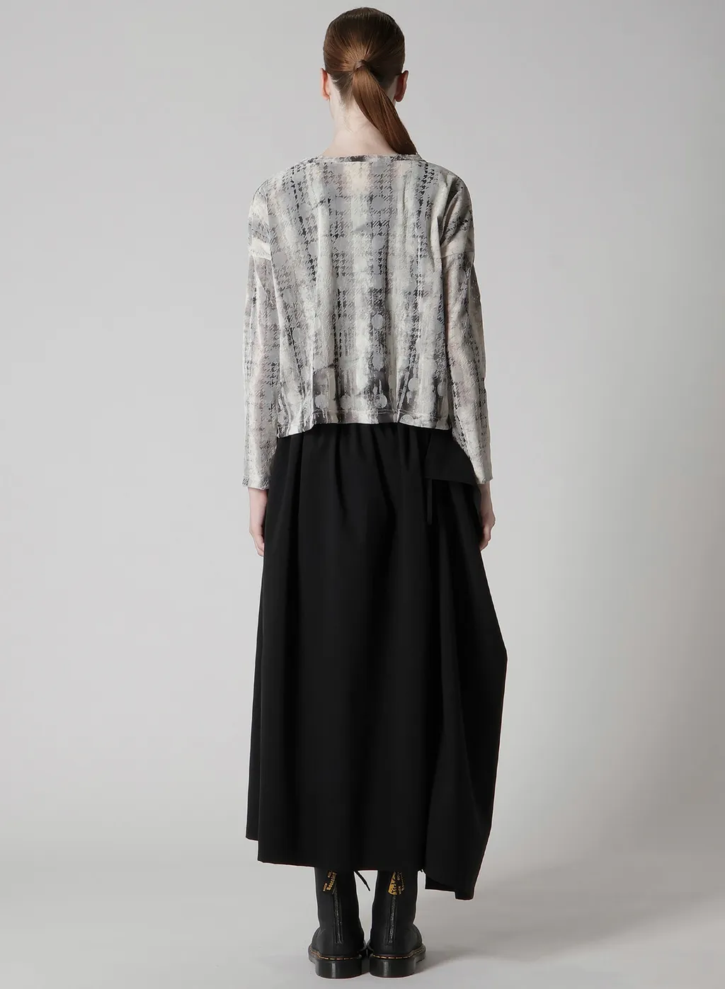 Houndtooth Dots Tulle Cropped Round Neck T
