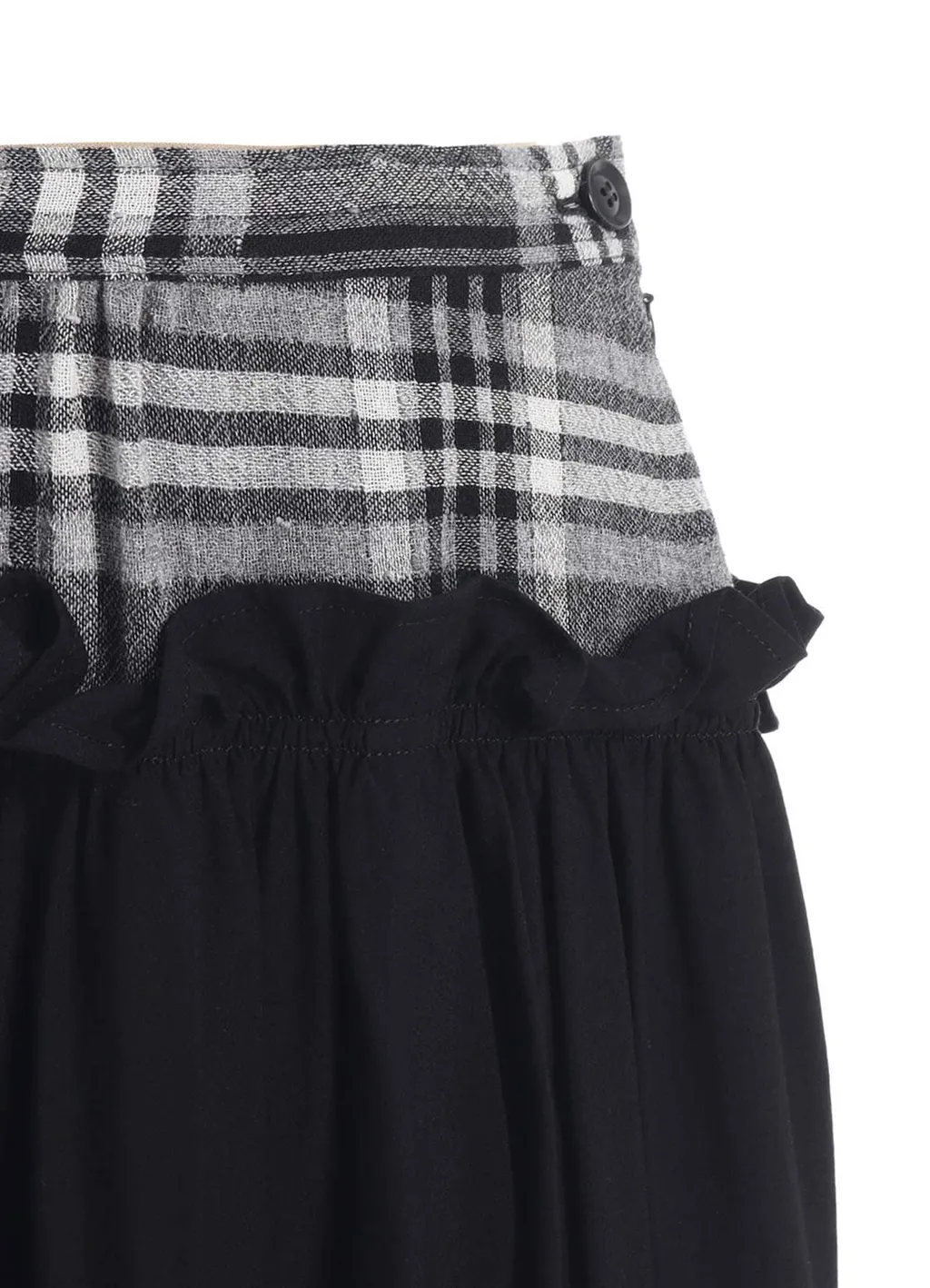 Gauze Plaid Frill Gather Skirt