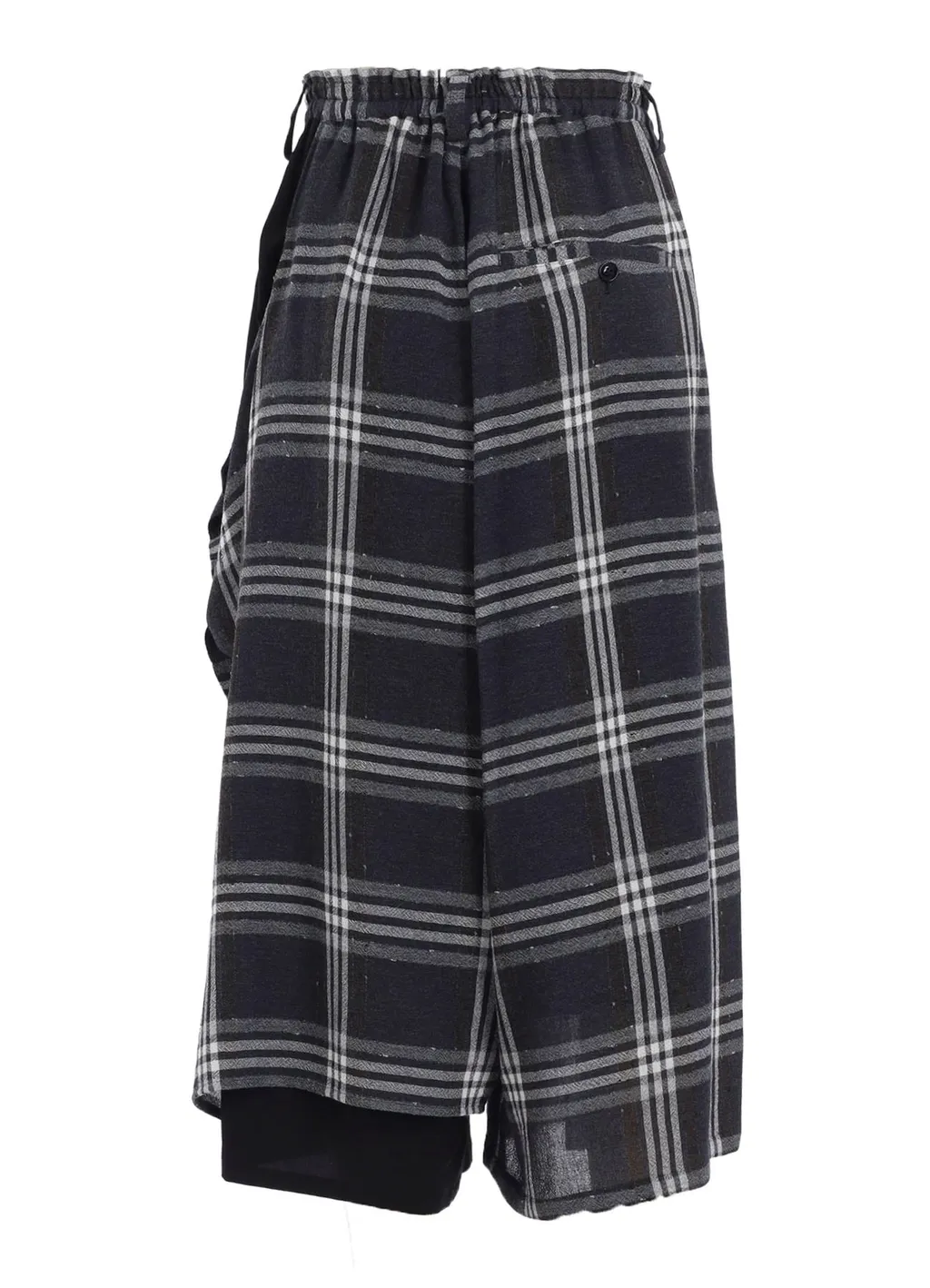 Gauze Plaid Left Double Button Open Pants