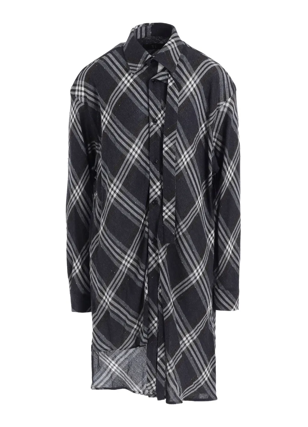 Gauze Plaid Hanging Placket Blouse