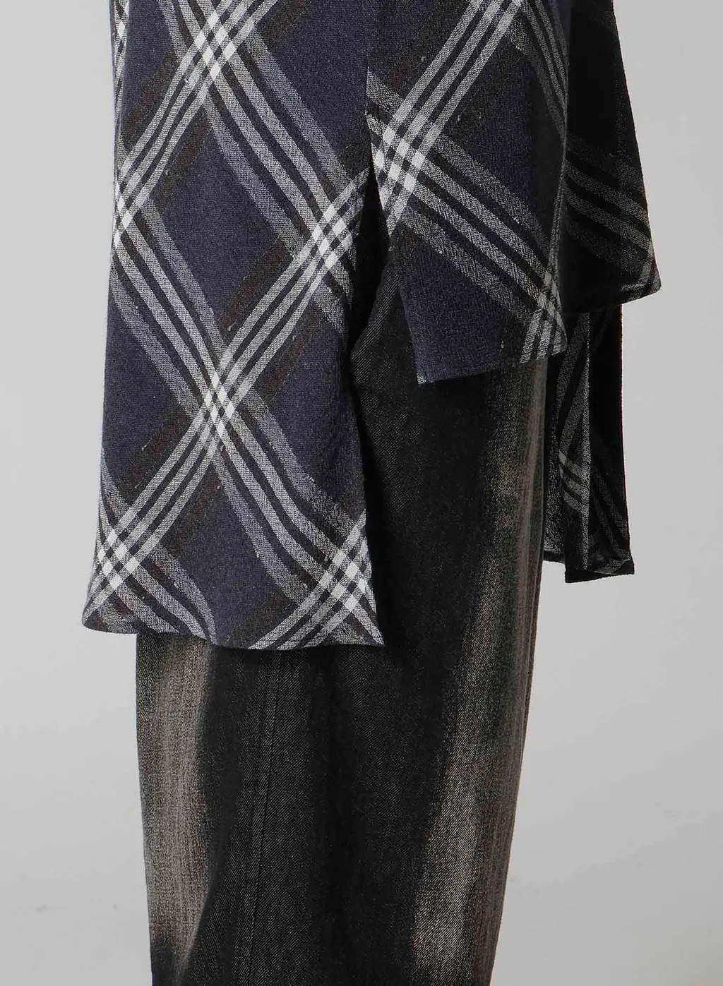 Gauze Plaid Hanging Placket Blouse