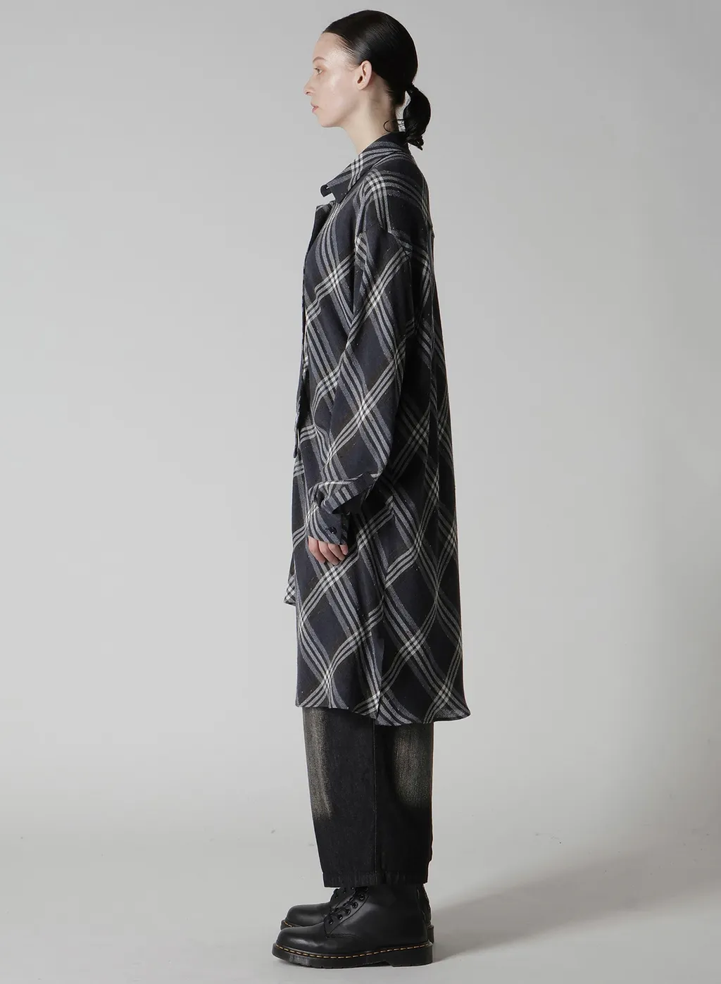 Gauze Plaid Hanging Placket Blouse