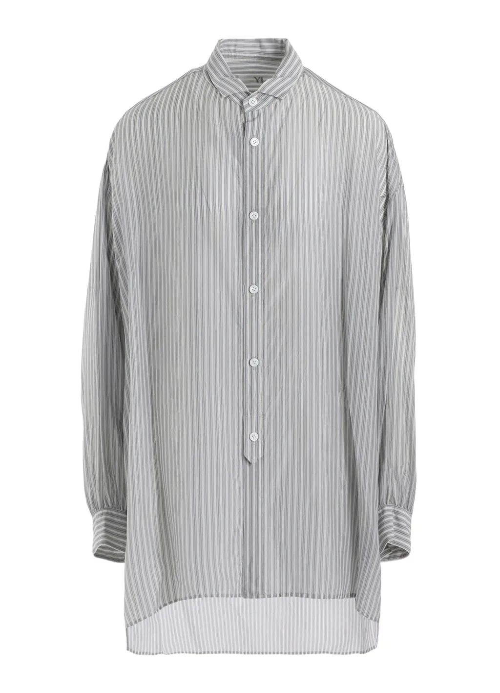 Cupro Stripe Design Collar Big Blouse