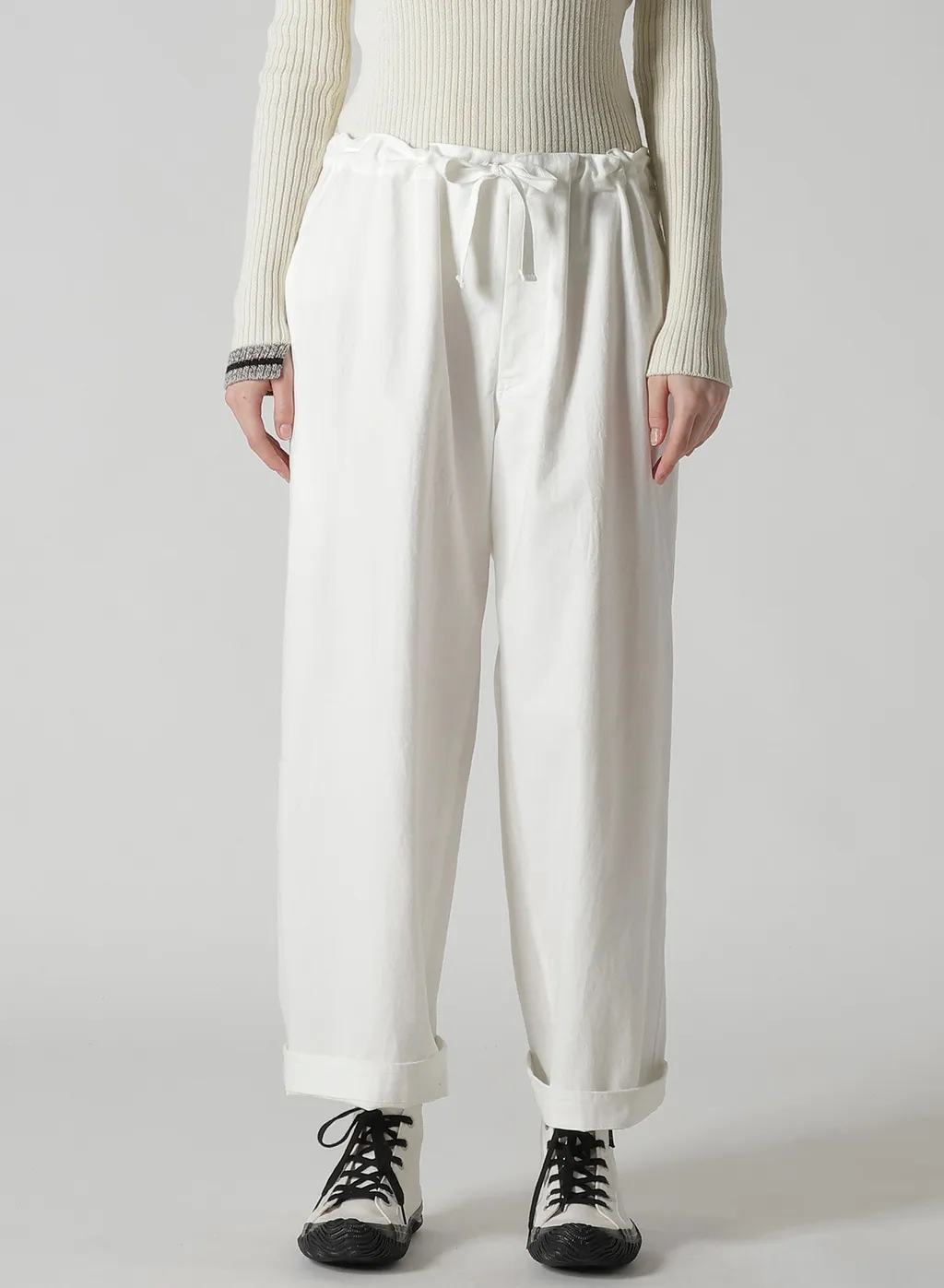 Cotton Twill Straight String Pants