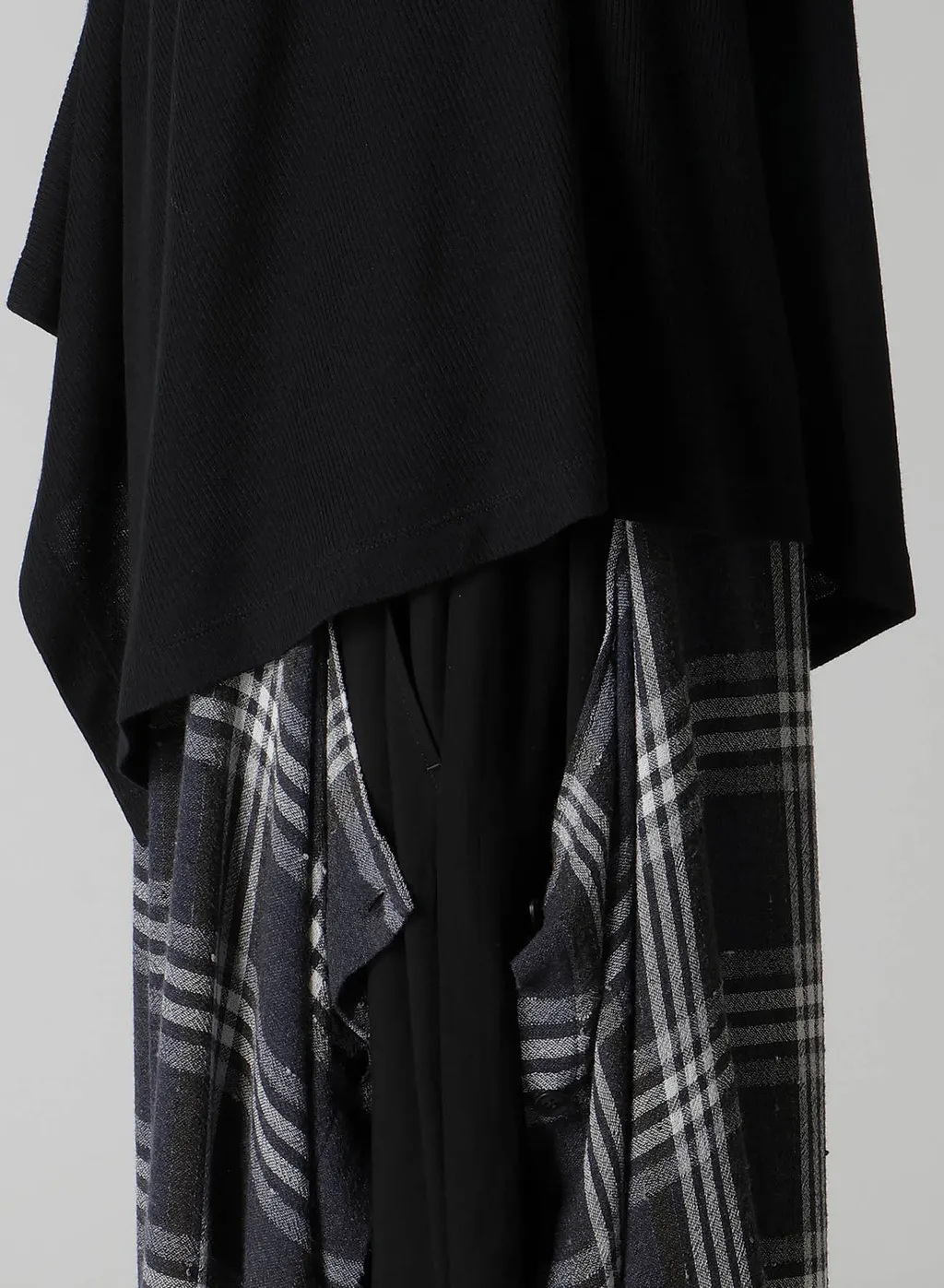 Rib/Denim Combination Flare T With Gathers