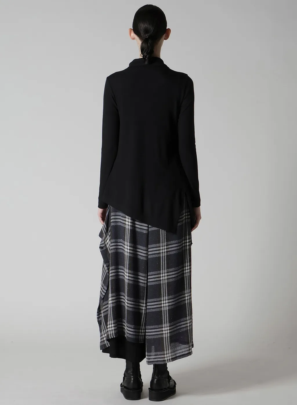 Rib/Denim Combination Flare T With Gathers