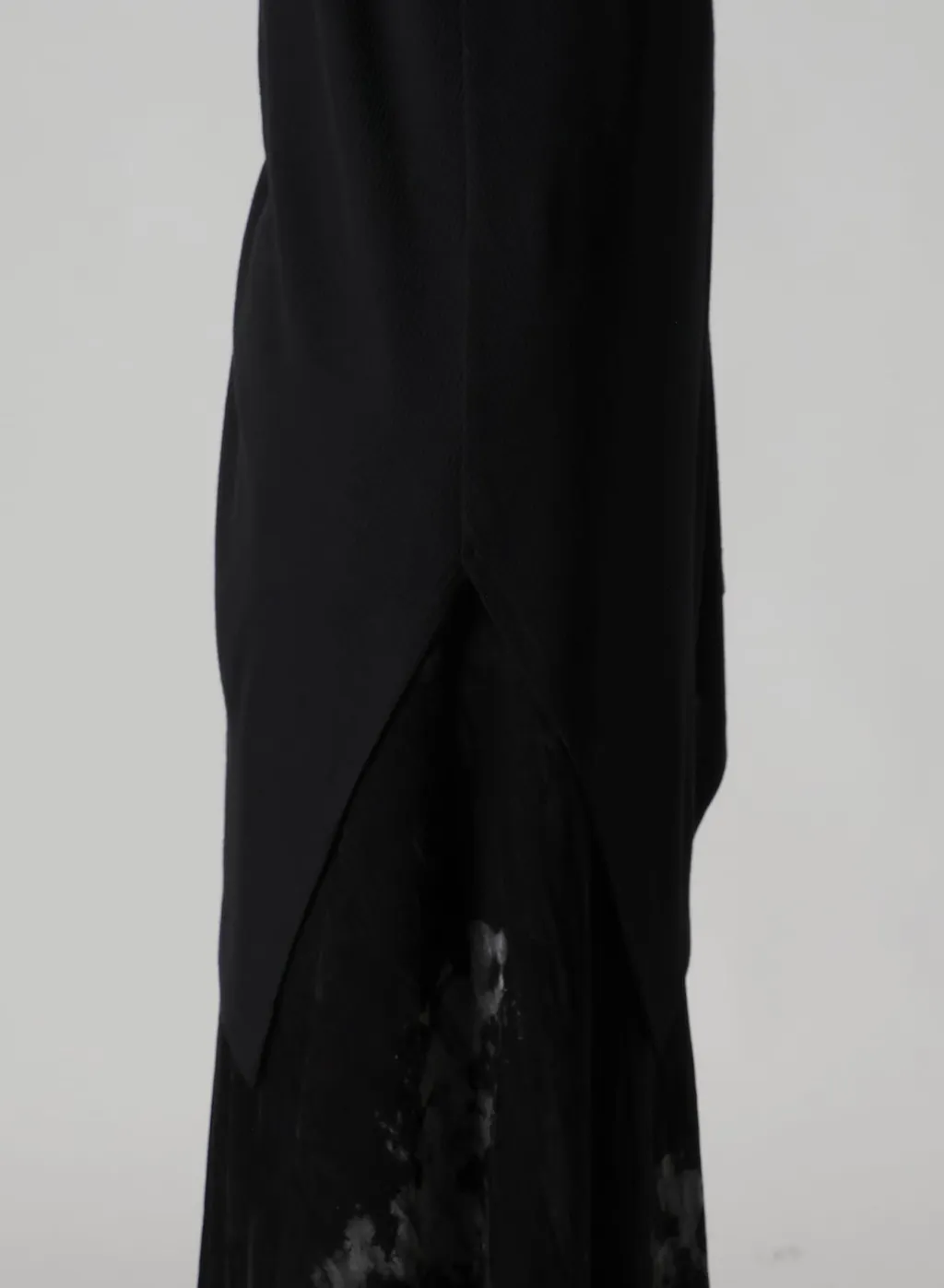 Rib/Denim Combination Long T With Gathers