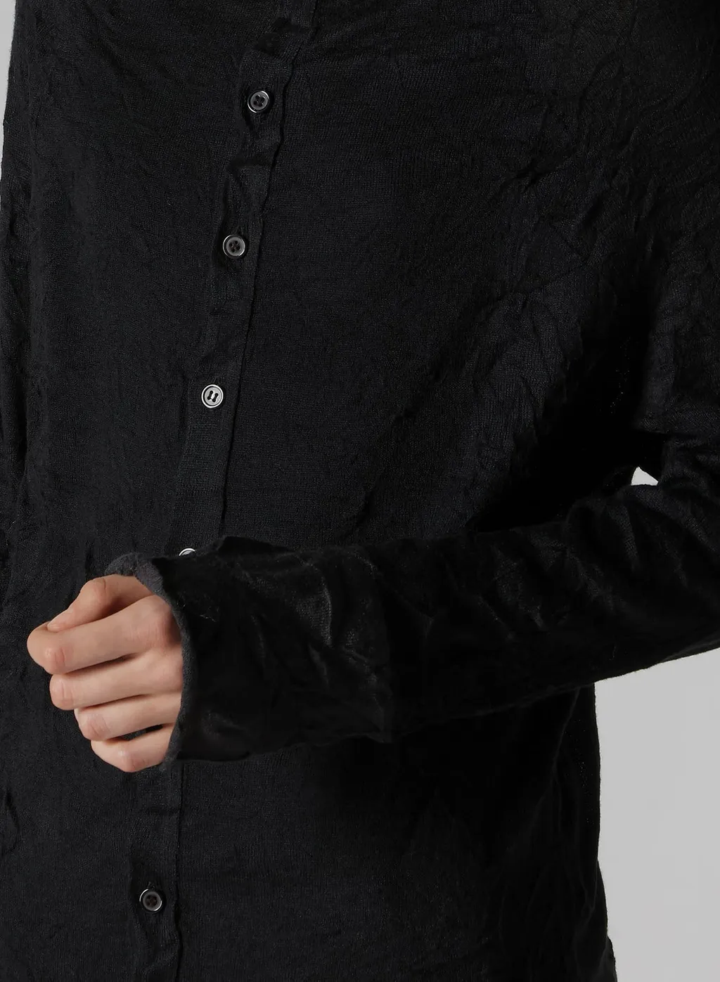 Off Neck Wrinkled Long Sleeve Cardigan