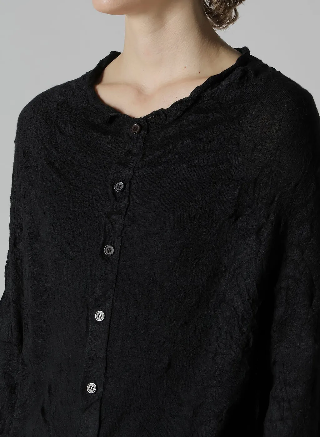 Off Neck Wrinkled Long Sleeve Cardigan